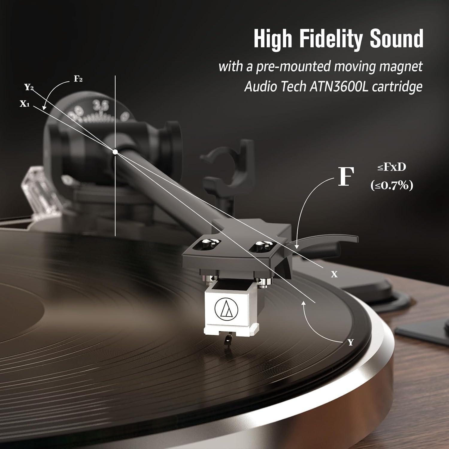 Reproductor de Vinilo WOCKODER HQ-KZ018 Todo-en-Uno Bluetooth