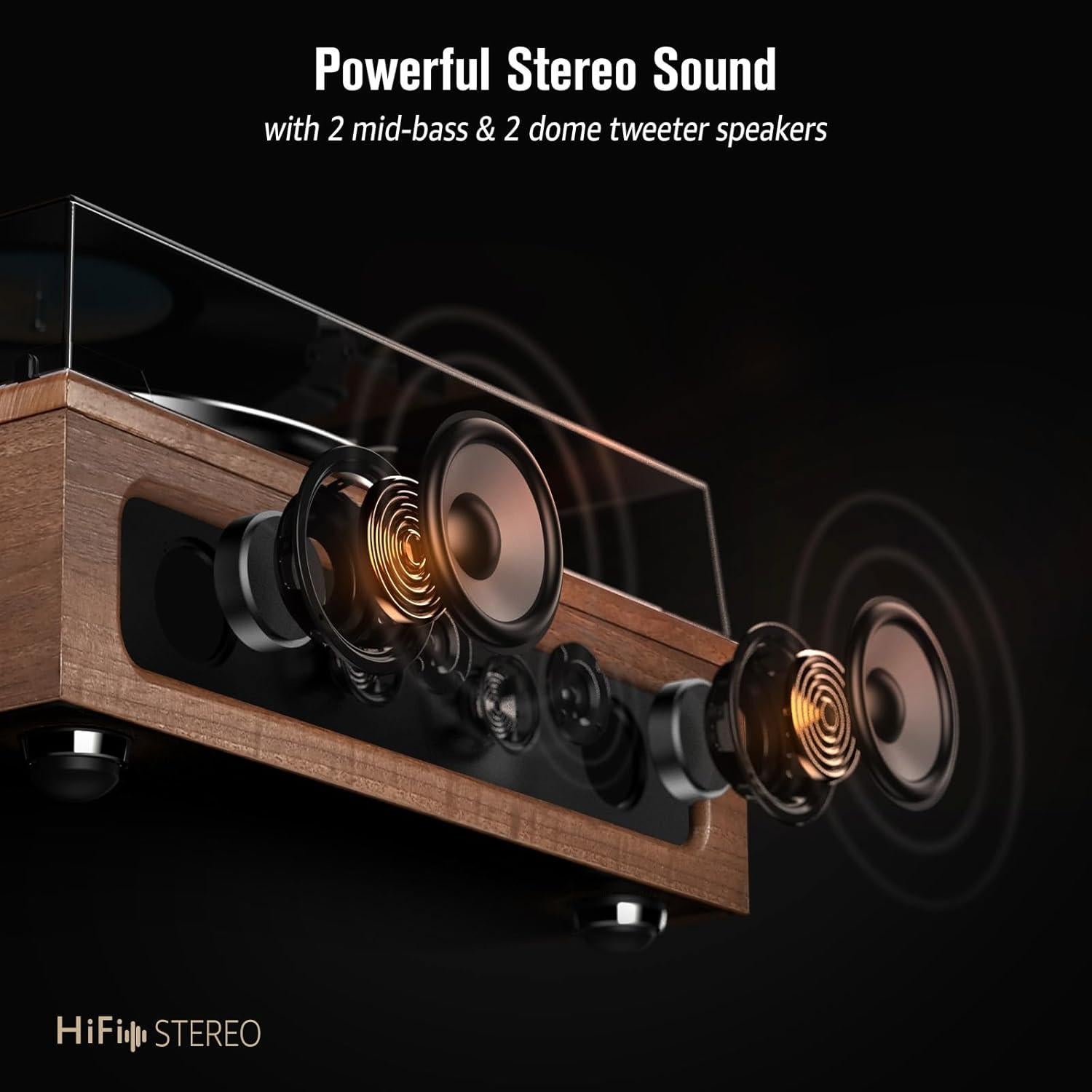 Reproductor de Vinilo WOCKODER HQ-KZ018 Todo-en-Uno Bluetooth