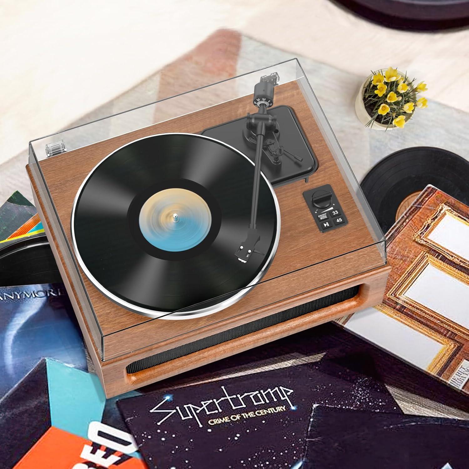 Reproductor de Vinilo WOCKODER HQ-KZ018 Todo-en-Uno Bluetooth