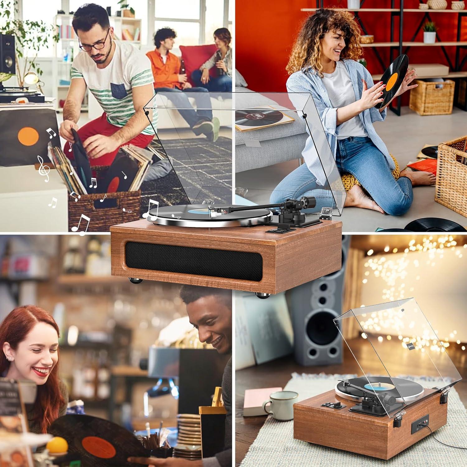 Reproductor de Vinilo WOCKODER HQ-KZ018 Todo-en-Uno Bluetooth