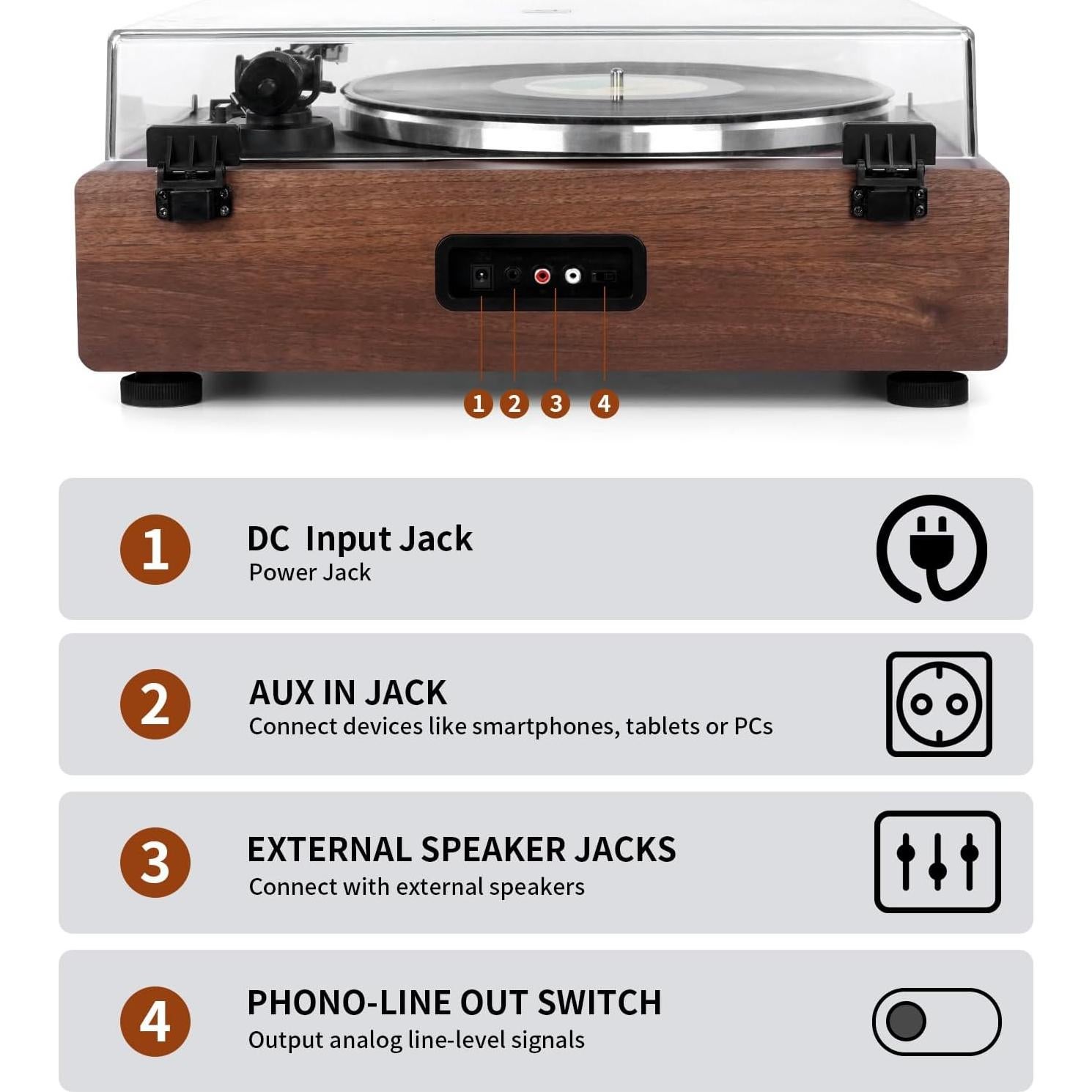 Tocadiscos Bluetooth DIGITNOW con Altavoces Integrados 7.66kg
