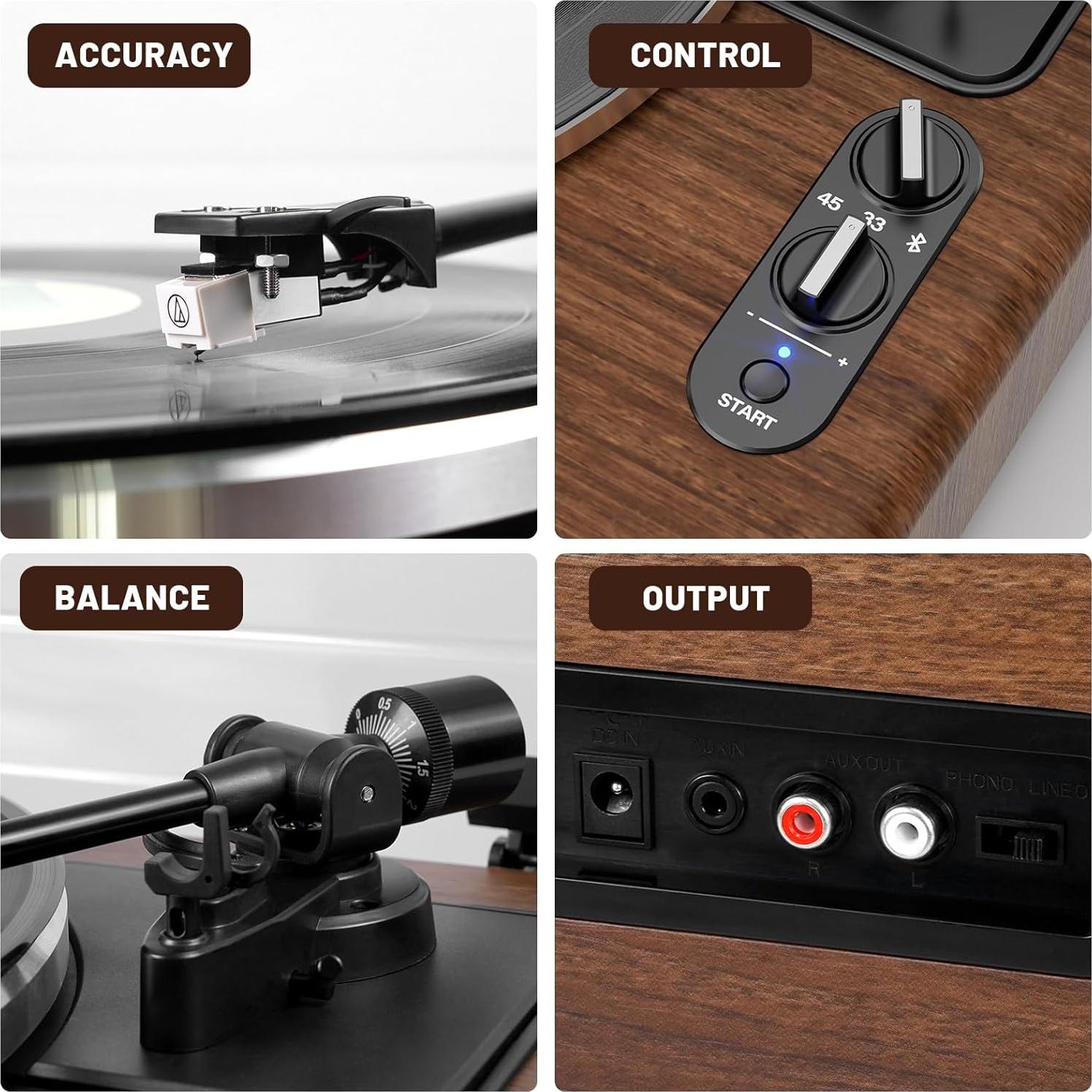 Tocadiscos Bluetooth DIGITNOW con Altavoces Integrados 7.66kg