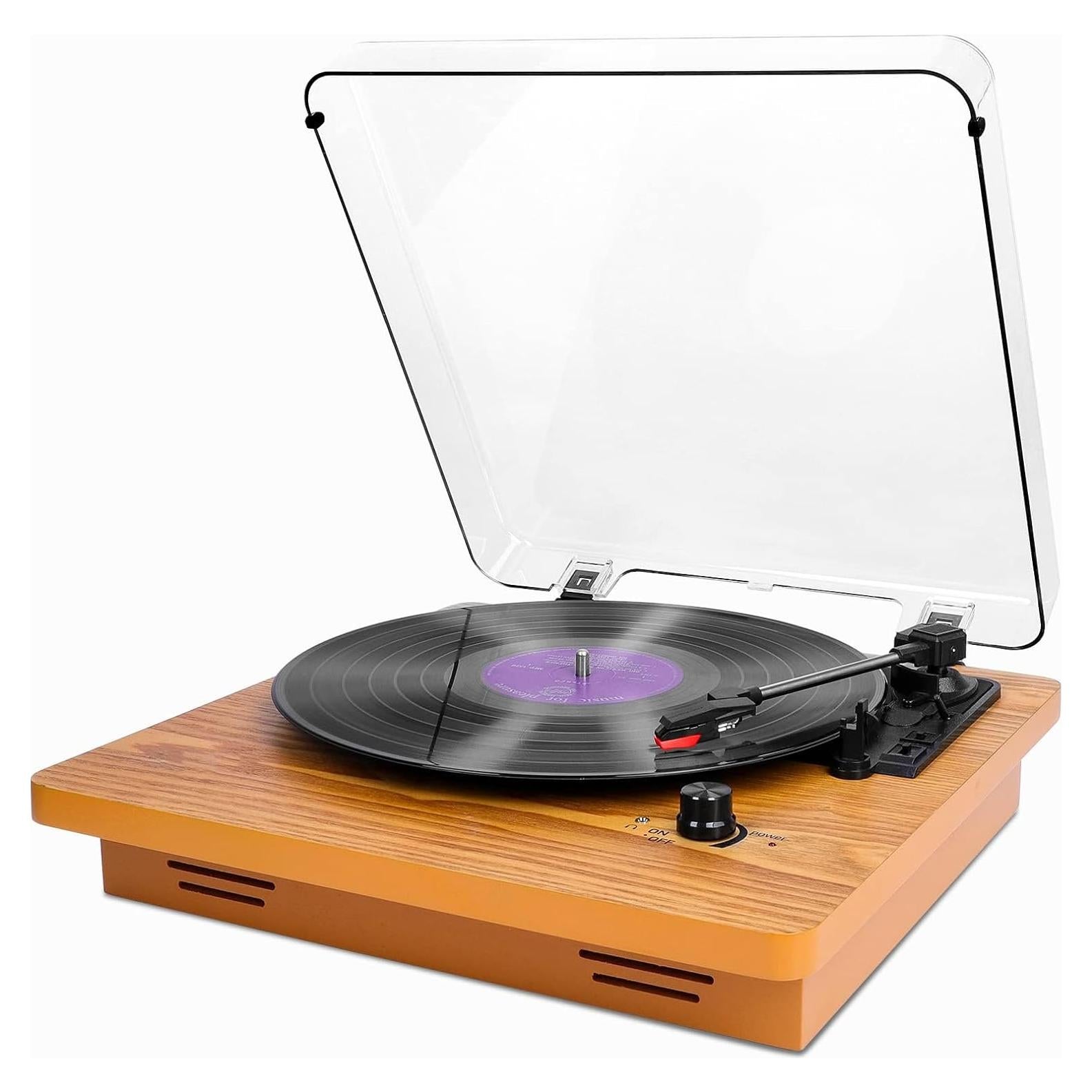 Reproductor de Vinilo Wrcibo de Madera Premium 3 Velocidades
