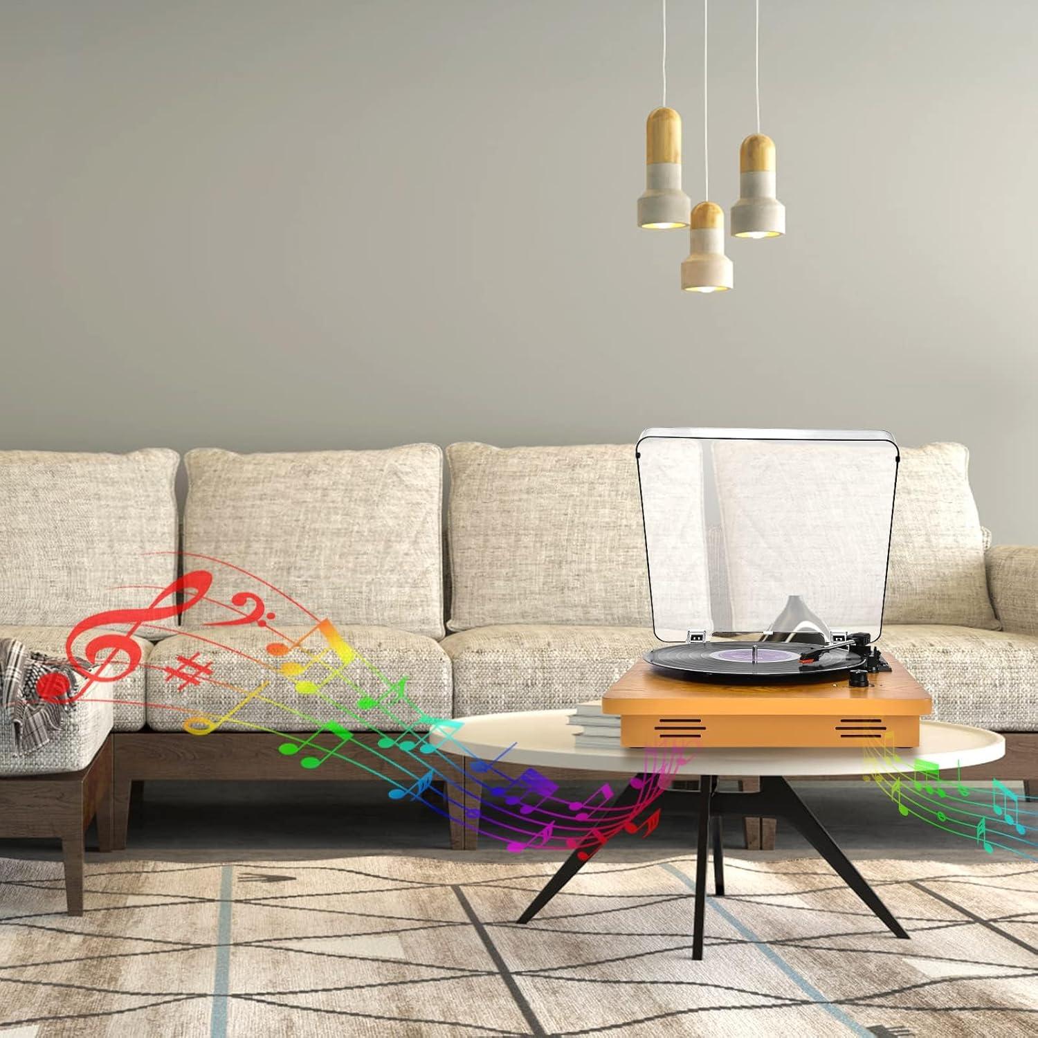 Reproductor de Vinilo Wrcibo de Madera Premium 3 Velocidades