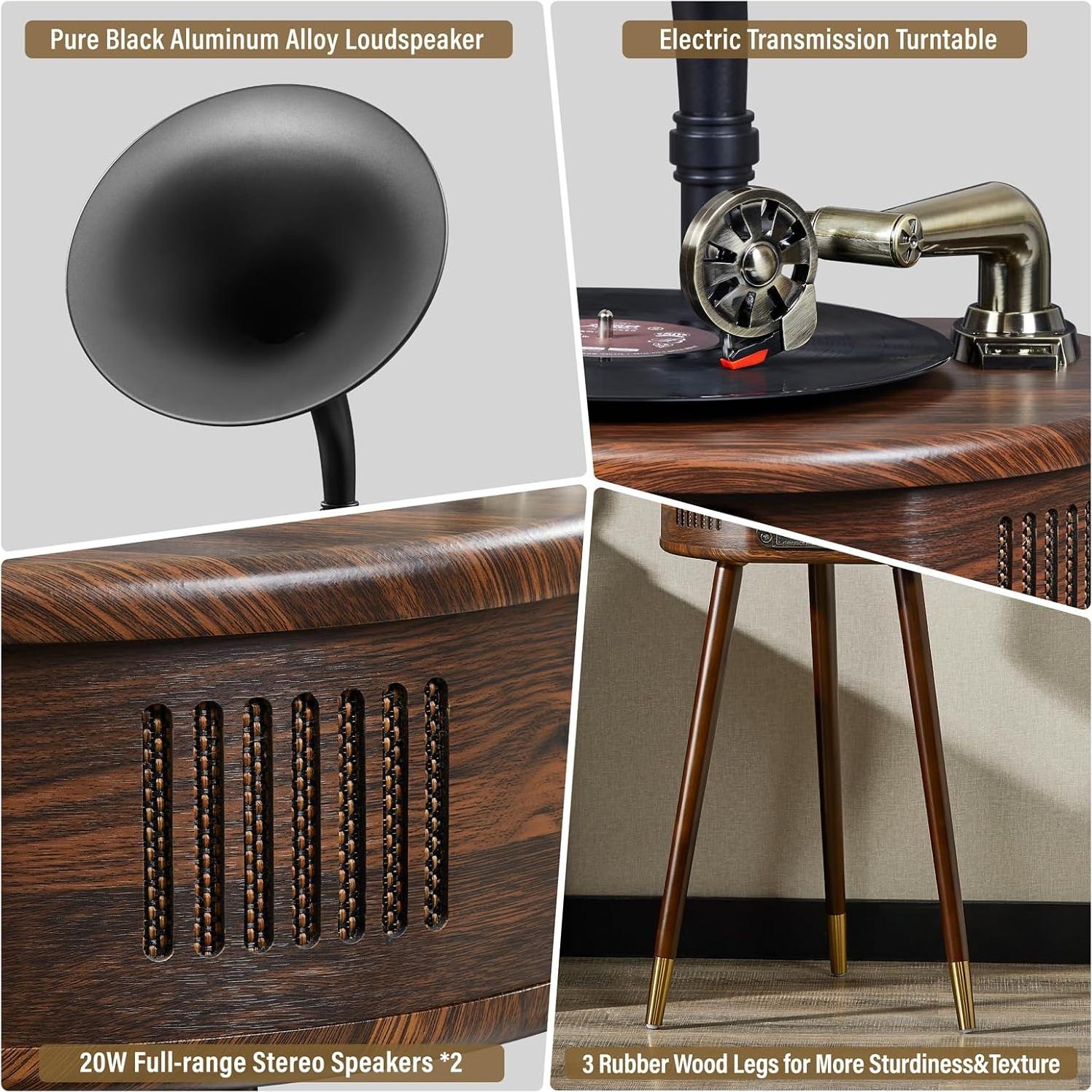 Reproductor de Discos de Vinilo HZLSBL Italiano Bluetooth USB FM