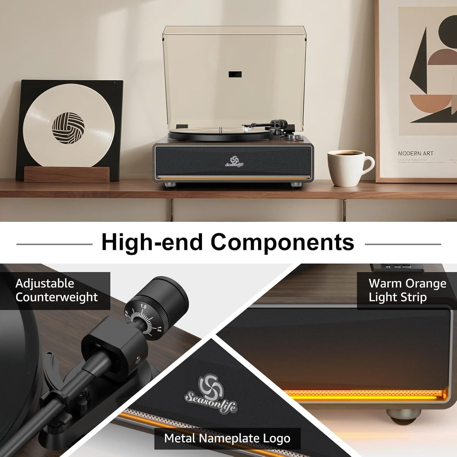 Reproductor de Vinilo HiFi Seasonlife con Altavoces Integrados