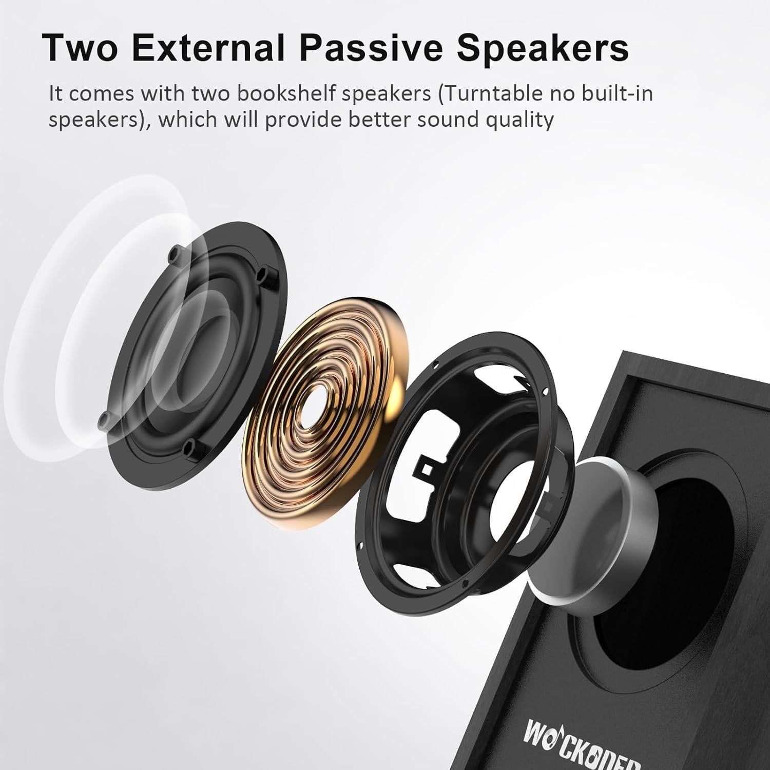 Reproductor de Vinilo WOCKODER R622 con Altavoces Externos