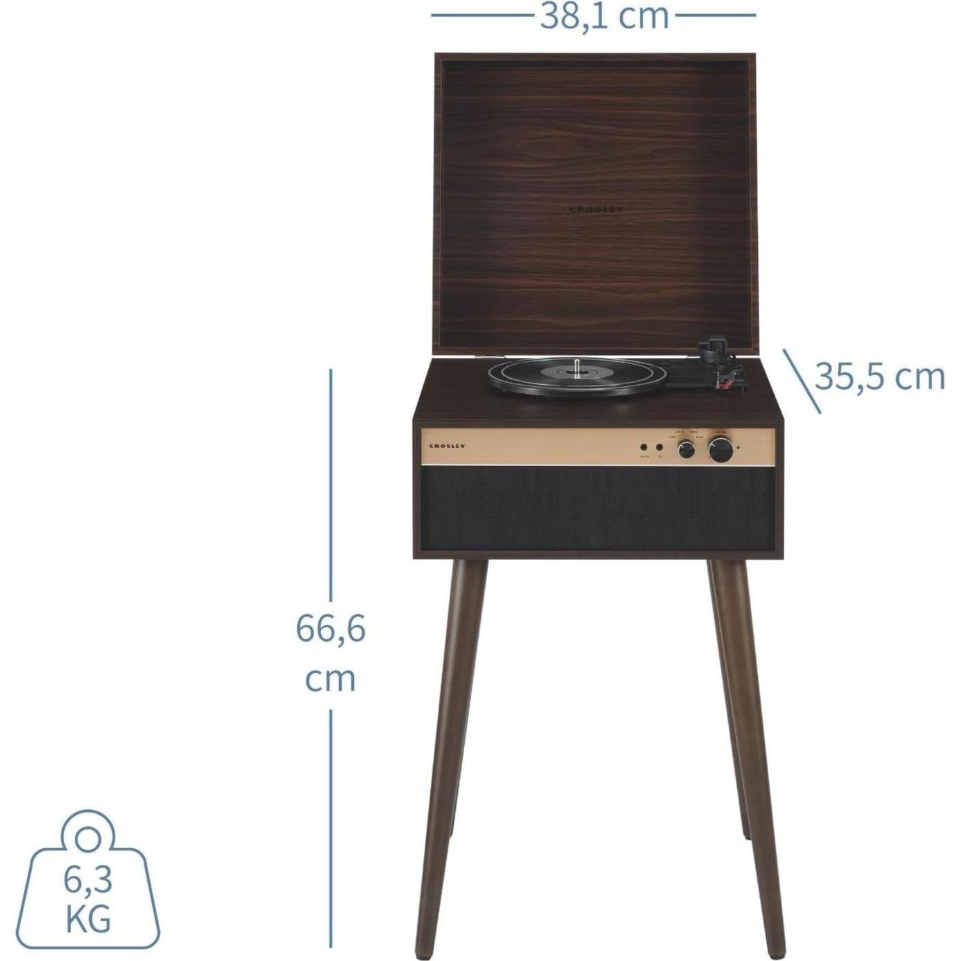 Tocadiscos Bluetooth Crosley CR6236A-WA 3 Velocidades Nogal