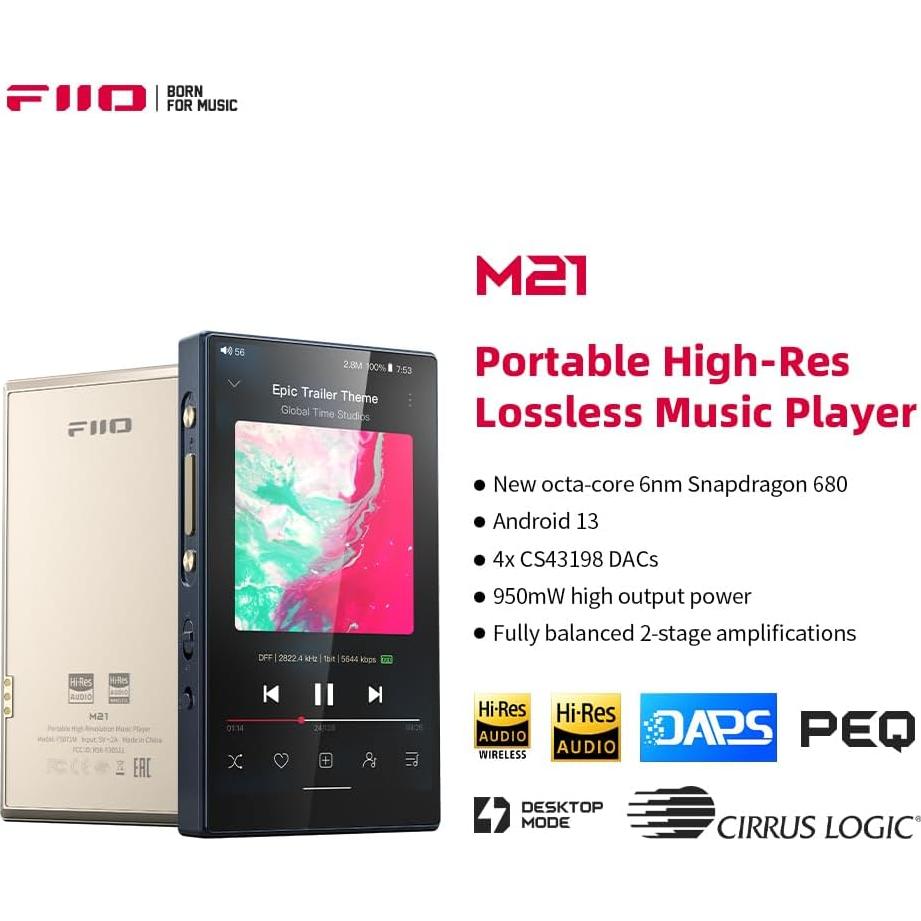 Reproductor de Música FiiO M21 Android 13 DAC Cuádruple Oro