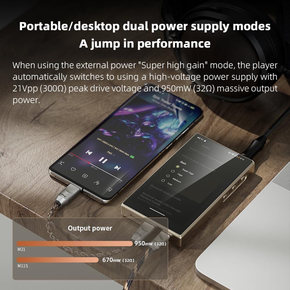 Reproductor de Música FiiO M21 Android 13 DAC Cuádruple Oro