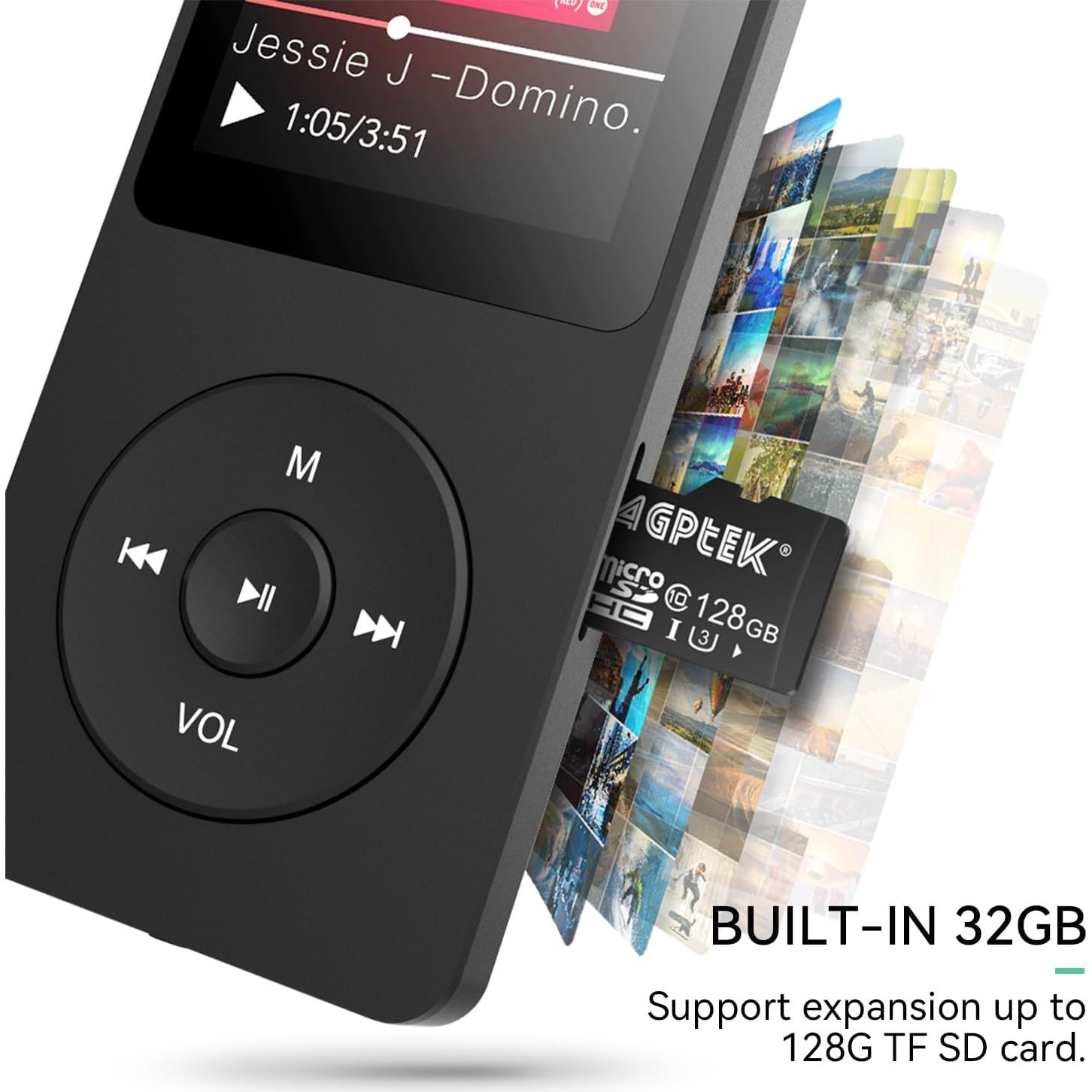 Reproductor MP3 AGPTEK A02 Bluetooth 5.3 32GB Pantalla 1.8"