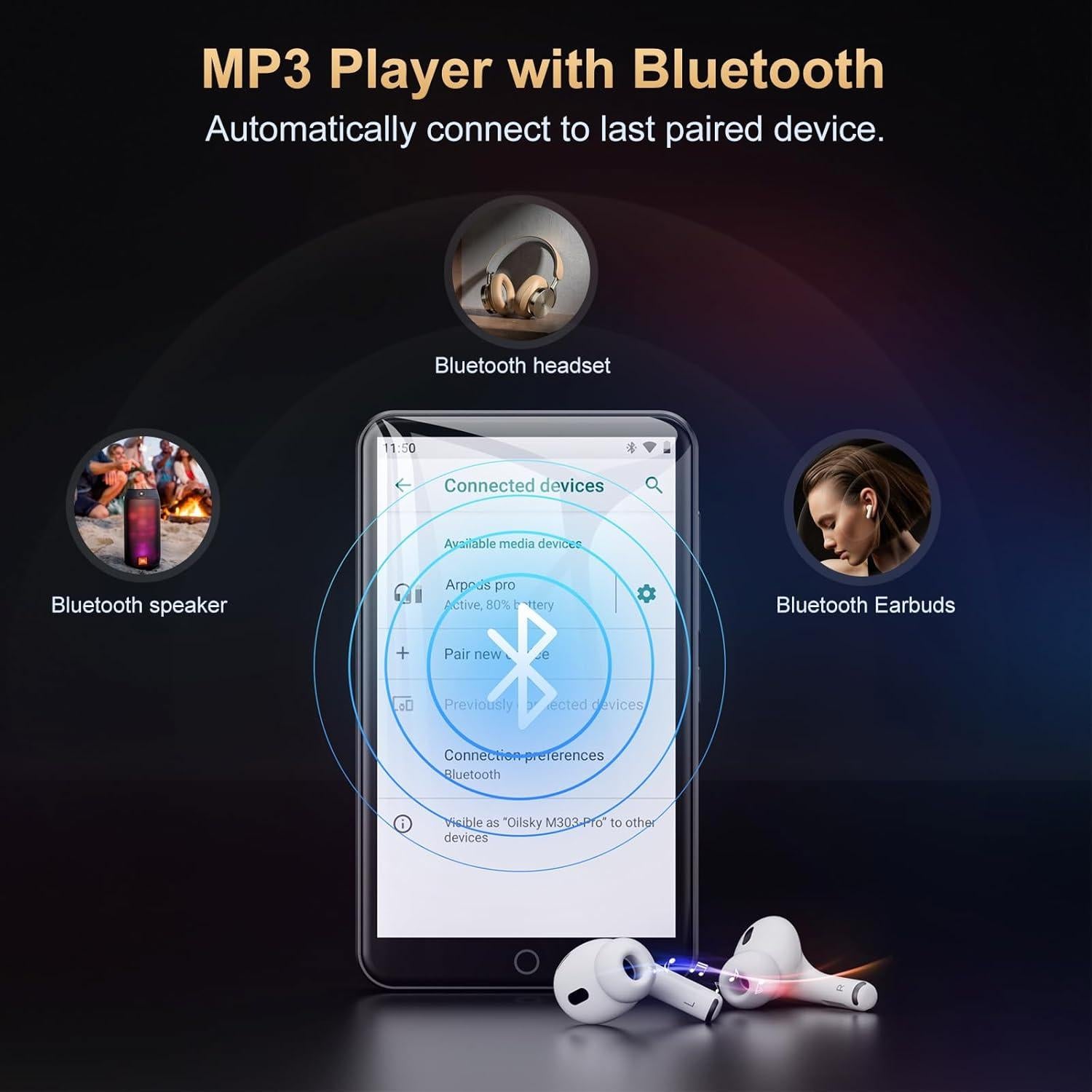 Reproductor MP3 Oilsky M303 Pro 80GB Bluetooth WiFi Pantalla 10.16cm