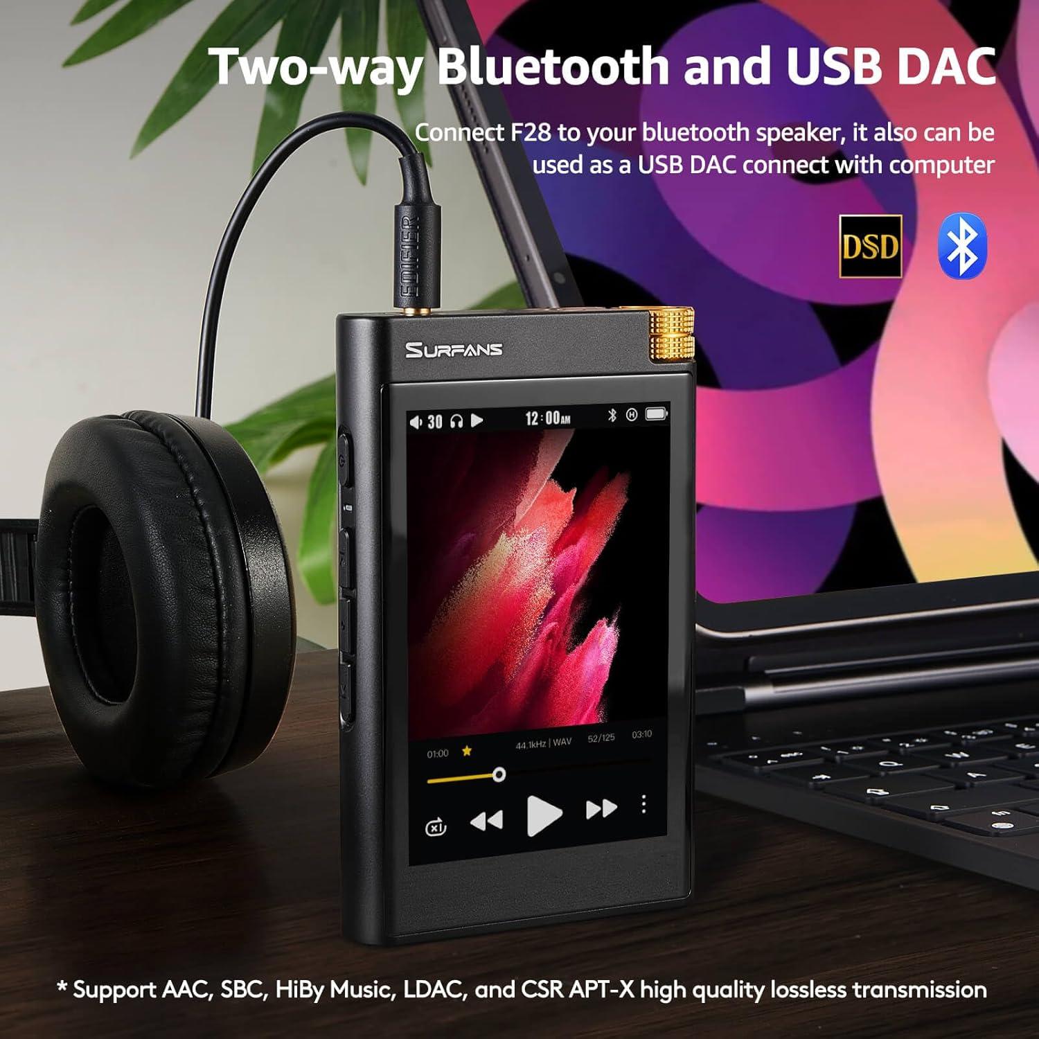 Reproductor MP3 Bluetooth Surfans F28 HiFi 3.5" Alta Resolución