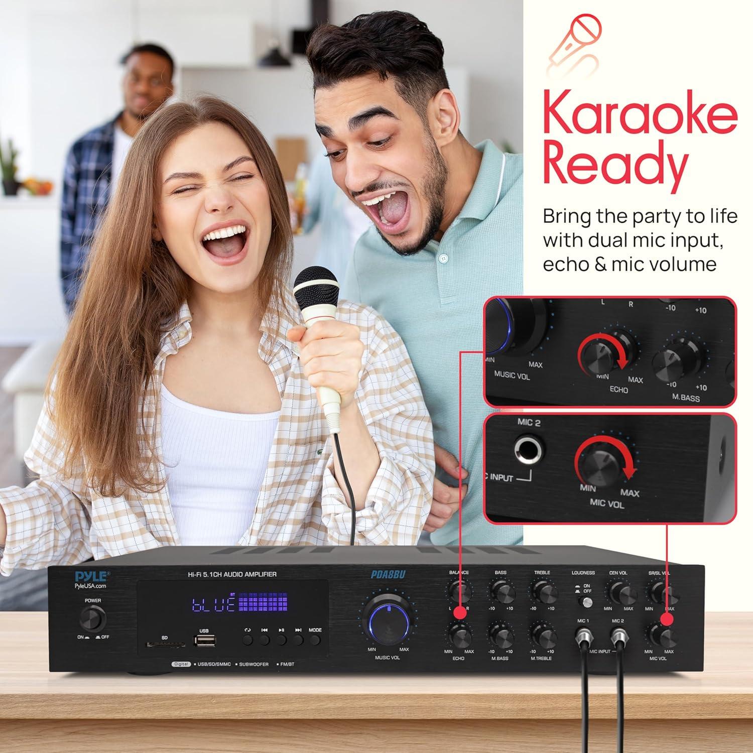 Amplificador de Audio Pyle PDA8BU 5 Canales Bluetooth 35W