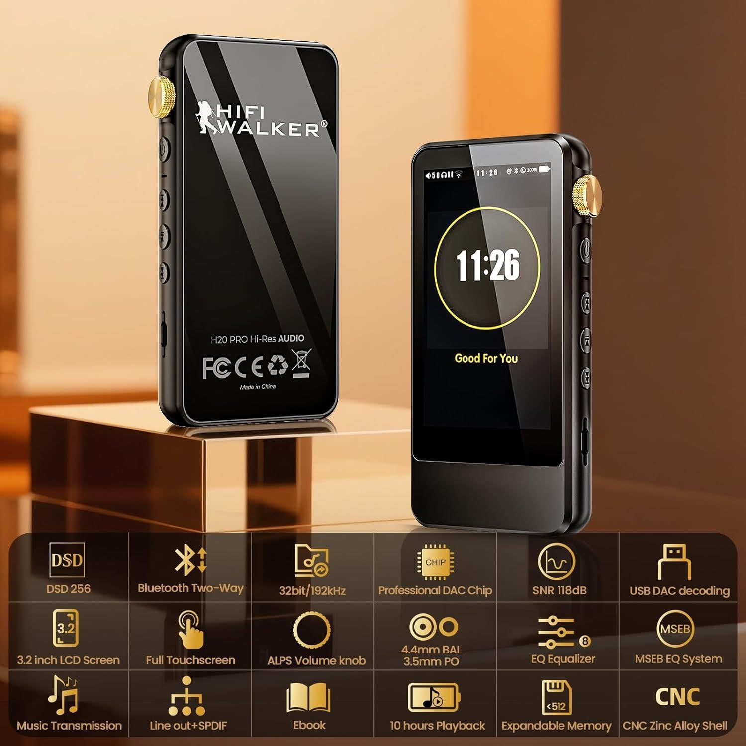 Reproductor MP3 HIFI WALKER H20 Pro 128GB Bluetooth Doble DAC