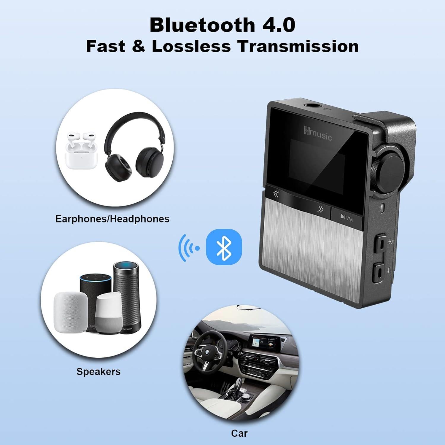 Reproductor MP3 HiFi Hmusic P68 Bluetooth 16GB, 128GB Max