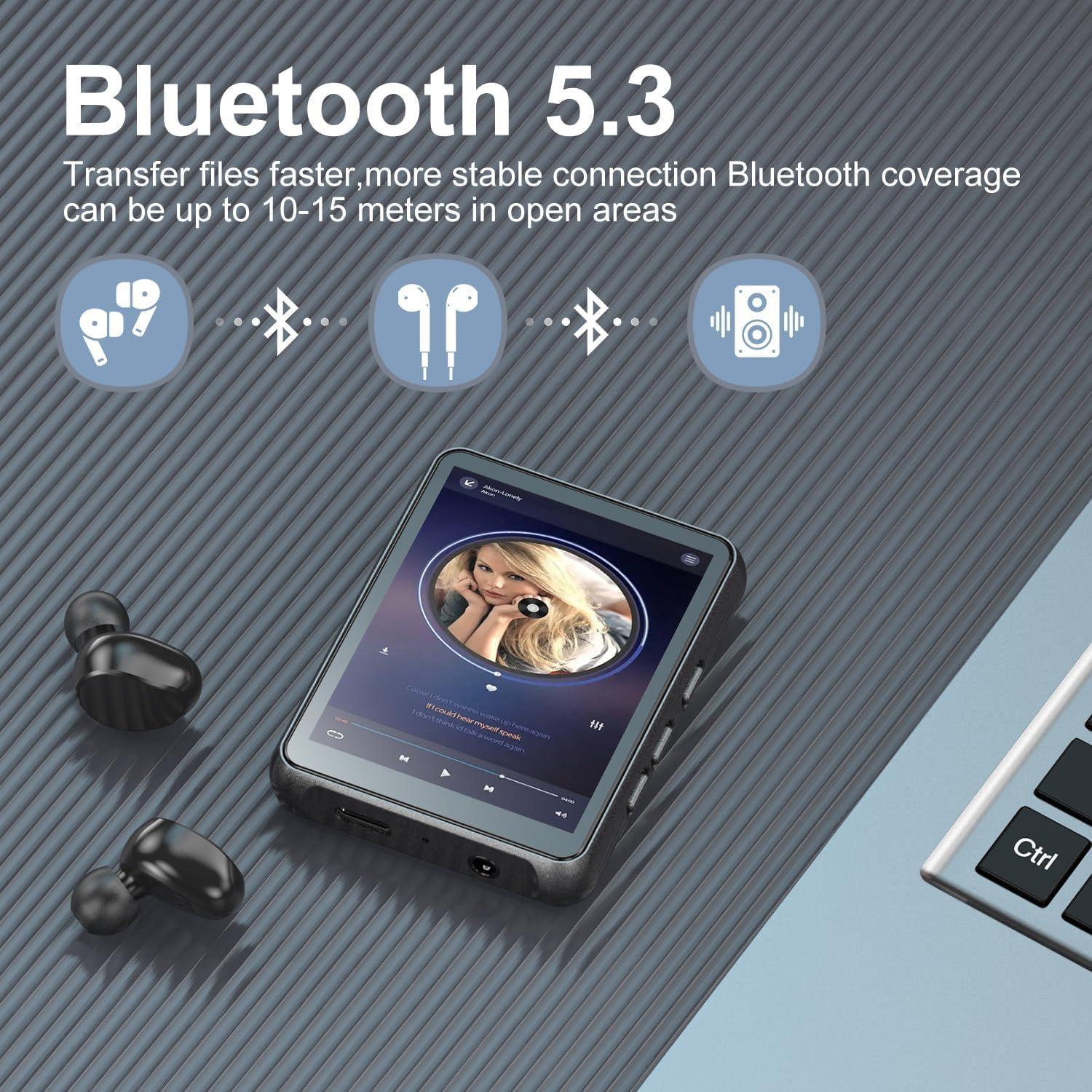 Reproductor MP3 KeenPlus 64GB Bluetooth 5.3 Pantalla Táctil 2.4"