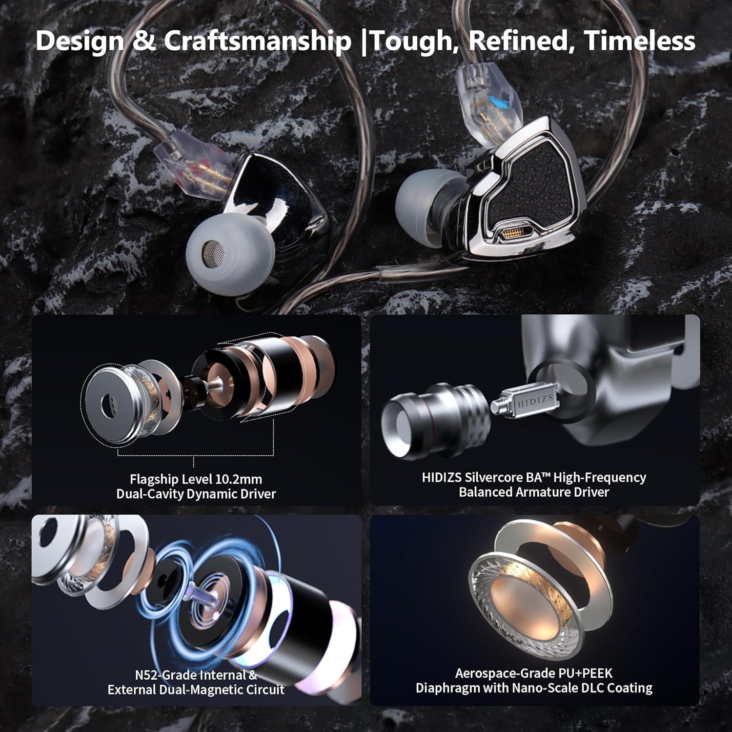 Auriculares In-Ear HIDIZS MS2 PRO 10.2mm Híbridos 3.5mm Azul