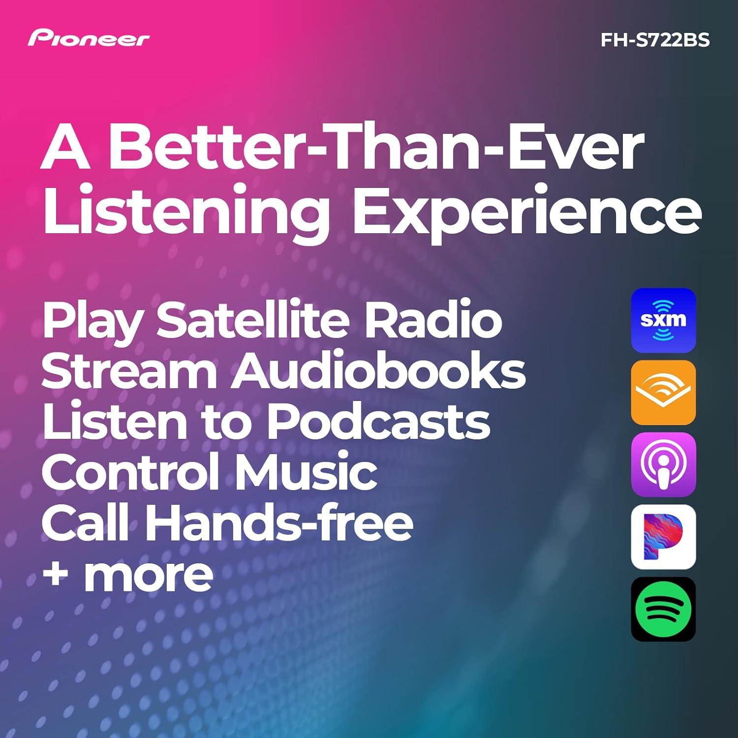 Receptor de CD Pioneer FH-S722BS Doble DIN Bluetooth USB AUX