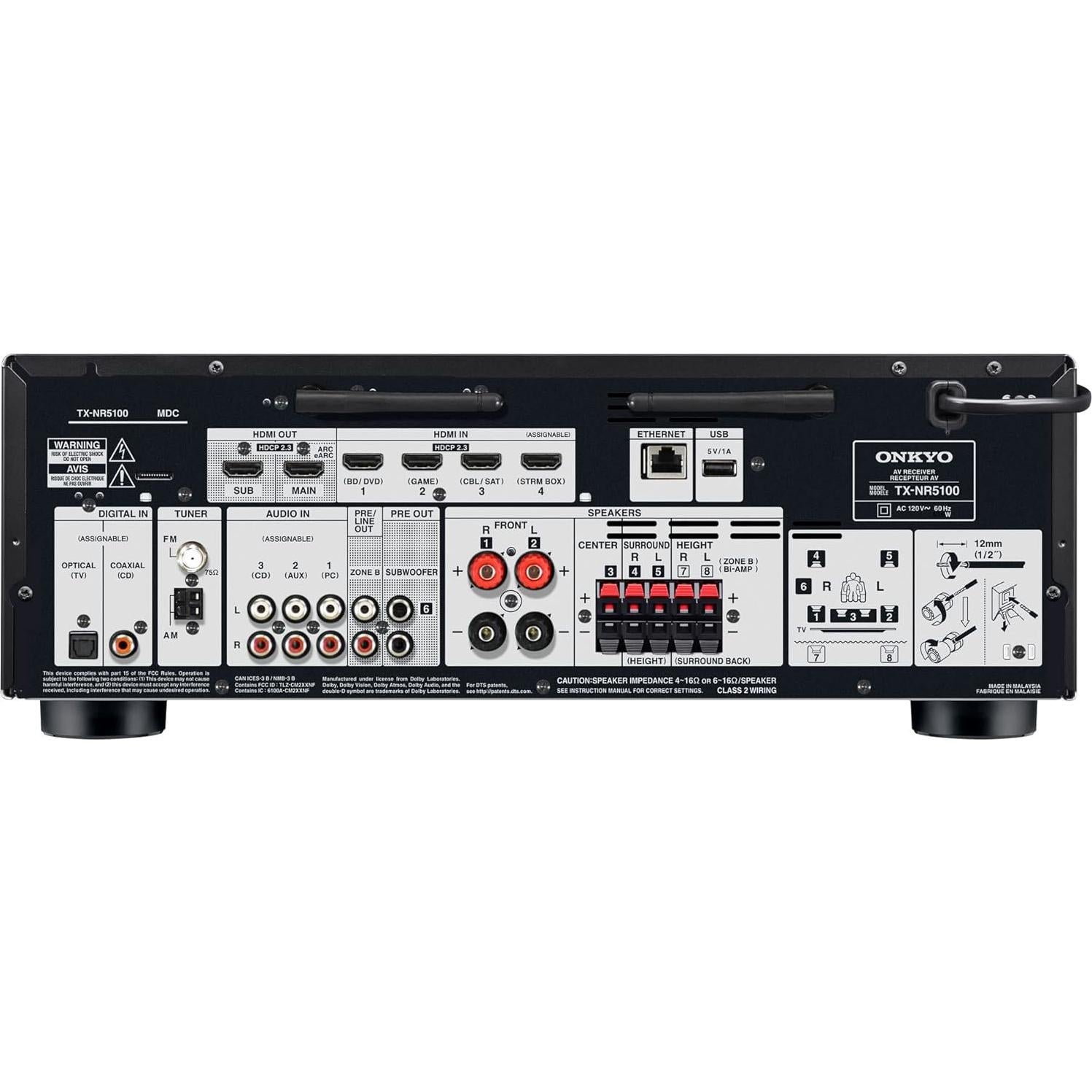 Receptor AV Onkyo TX-NR5100 7.2 Canales 150W 8K HDMI 2.1