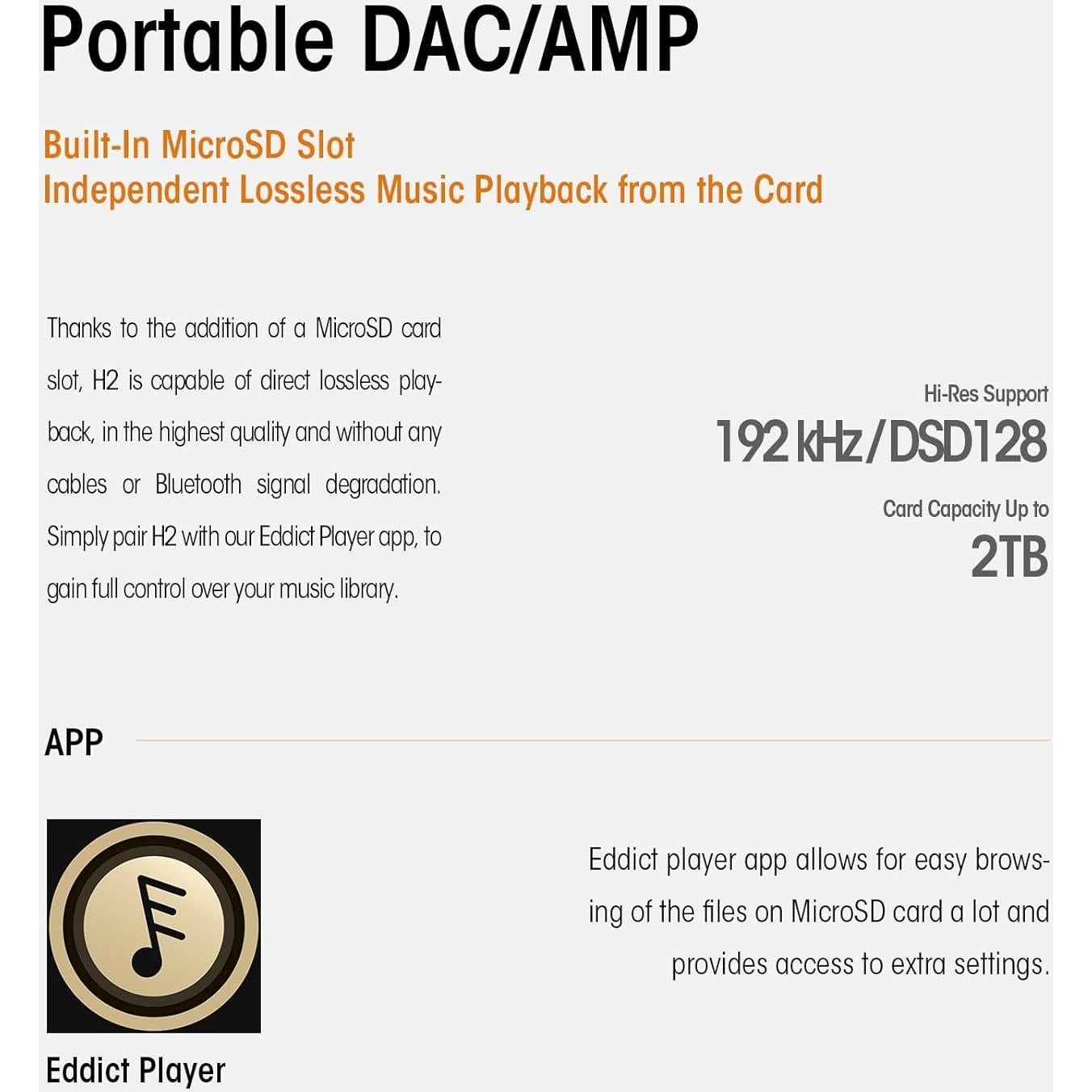 Reproductor de Audio Shanling H2 DAC Portátil Bluetooth 5.0