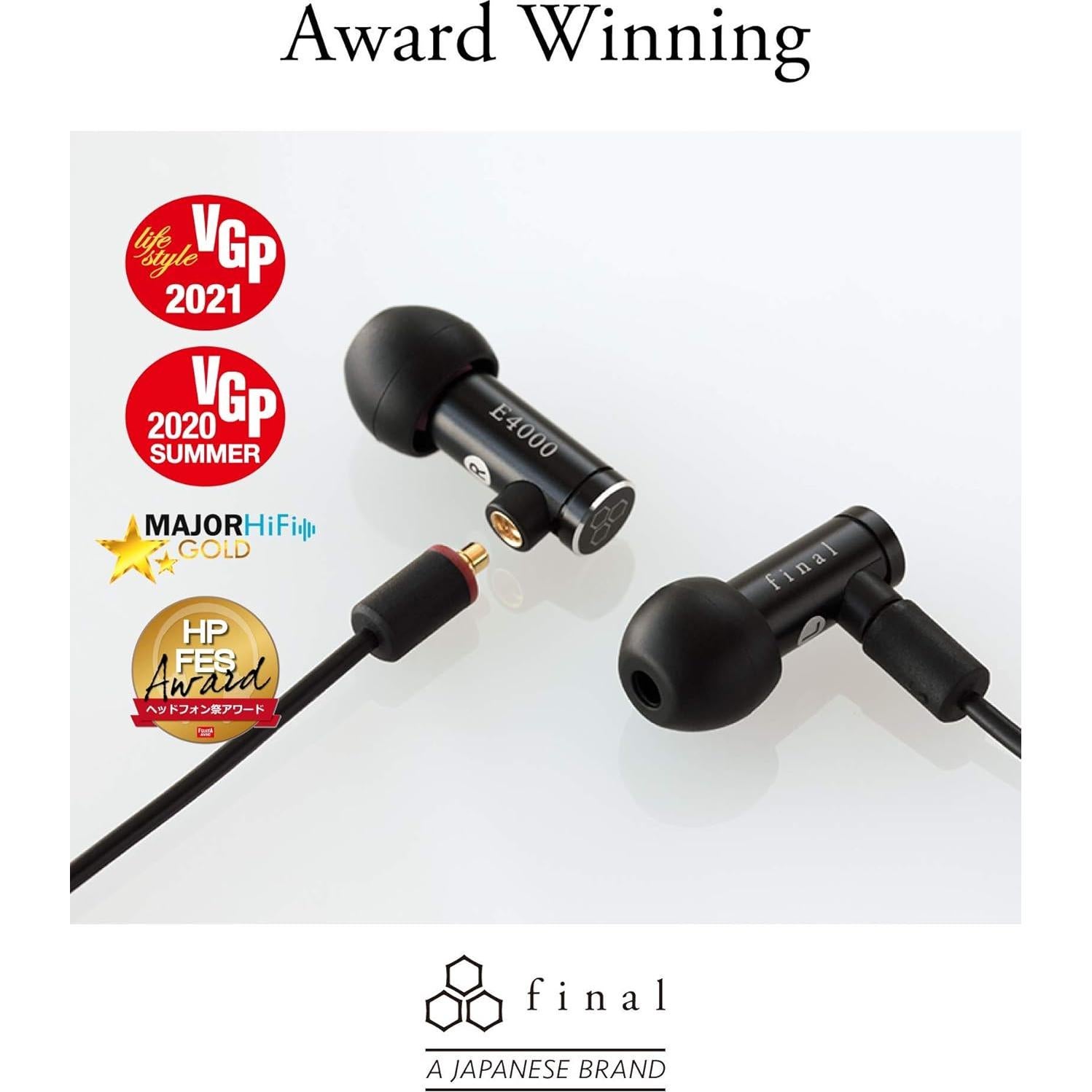 Auriculares In Ear Final E4000 Aislantes 6.4mm Aluminio Negro