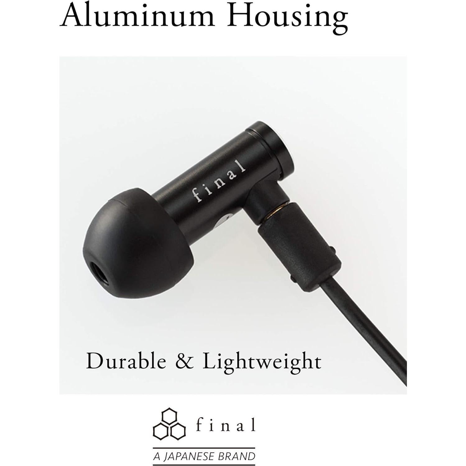 Auriculares In Ear Final E4000 Aislantes 6.4mm Aluminio Negro