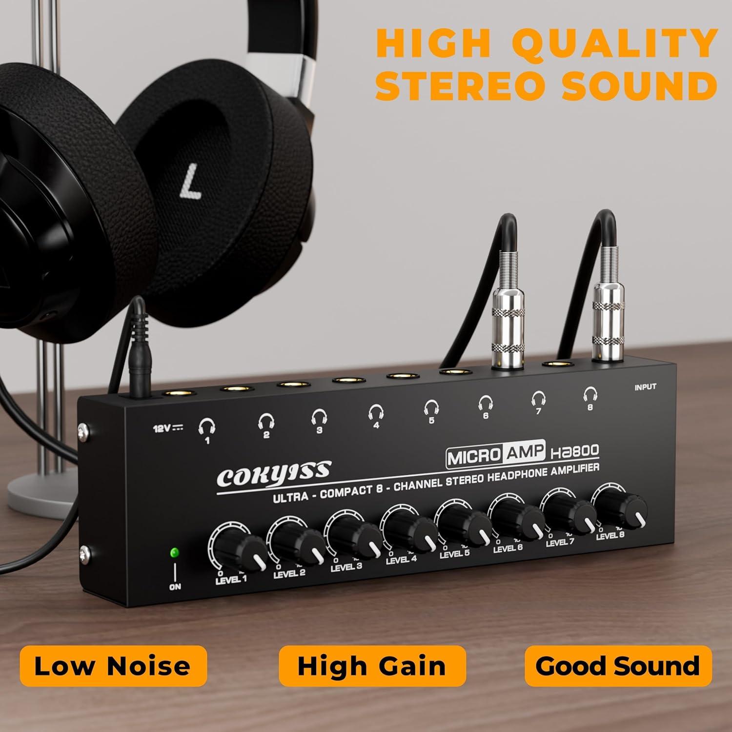 Amplificador de Auriculares COKYISS HA800 - 8 Canales, 310mW