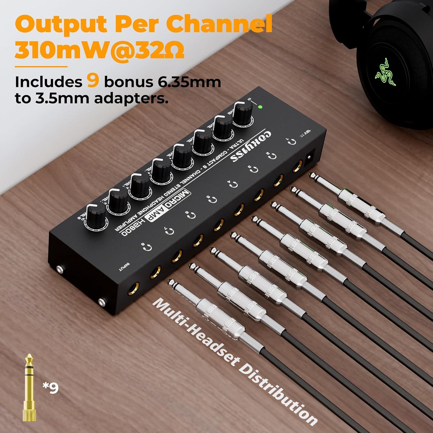 Amplificador de Auriculares COKYISS HA800 - 8 Canales, 310mW