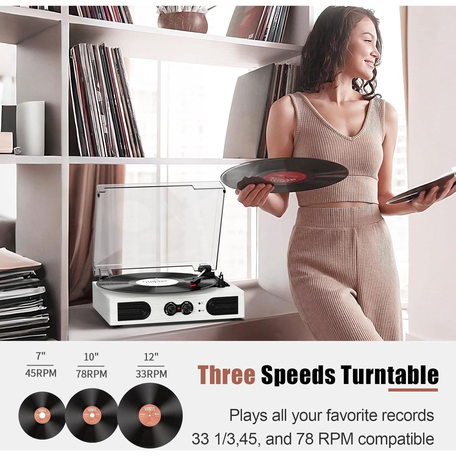 Reproductor de Vinilo TANLANIN TE-2030WT Bluetooth 3 Velocidades