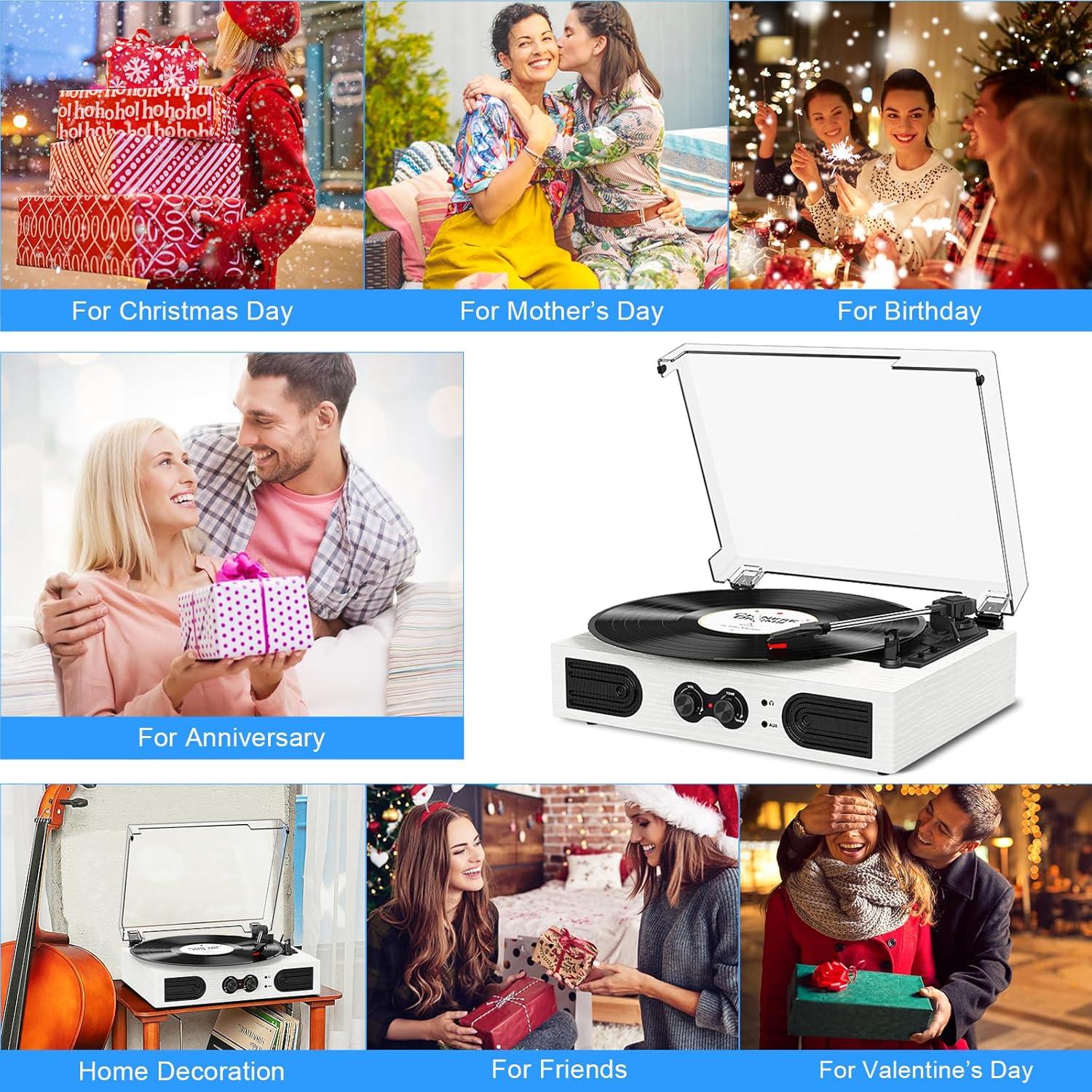 Reproductor de Vinilo TANLANIN TE-2030WT Bluetooth 3 Velocidades