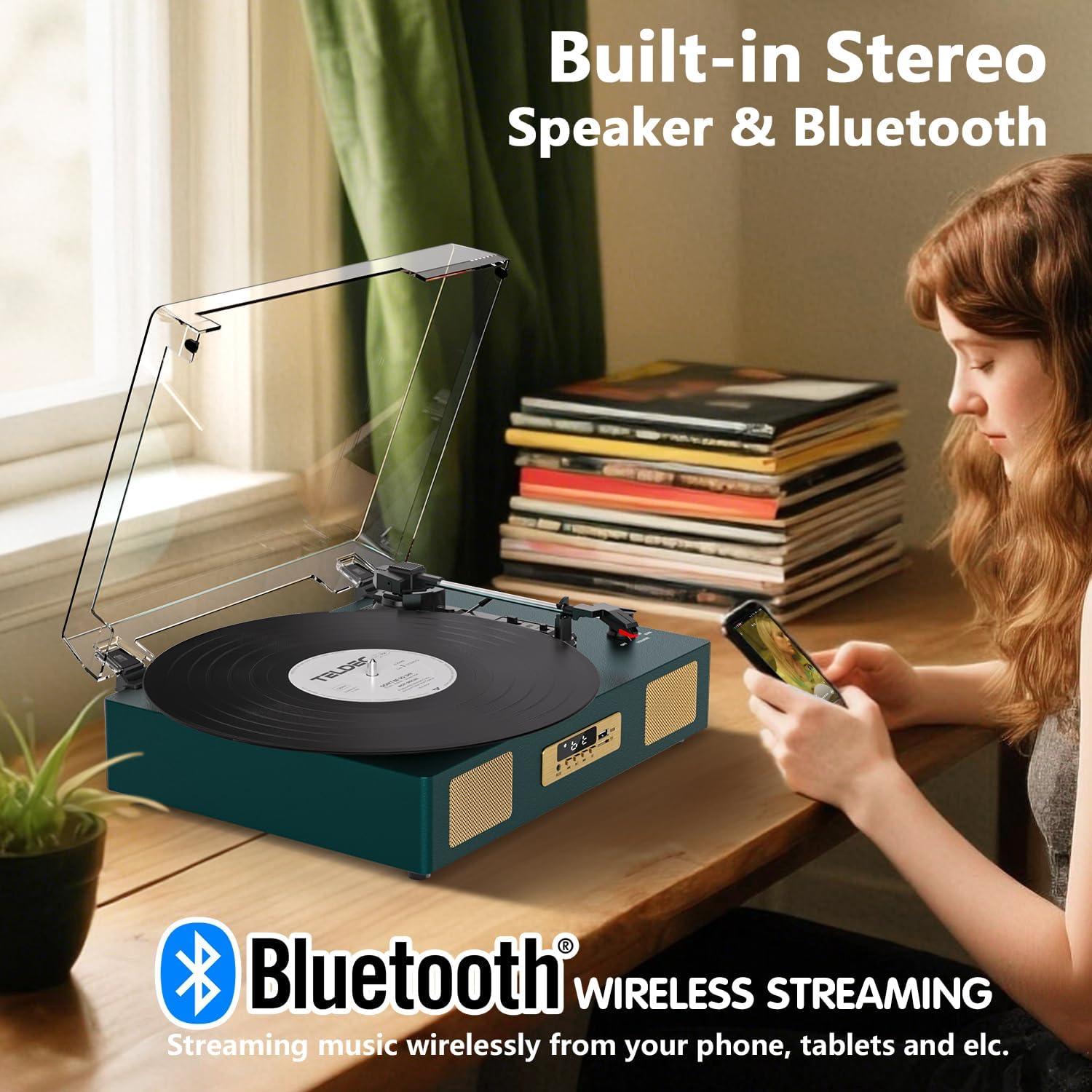 Reproductor de Vinilo Bluetooth DANFI AUDIO TE-2017 Verde Oscuro