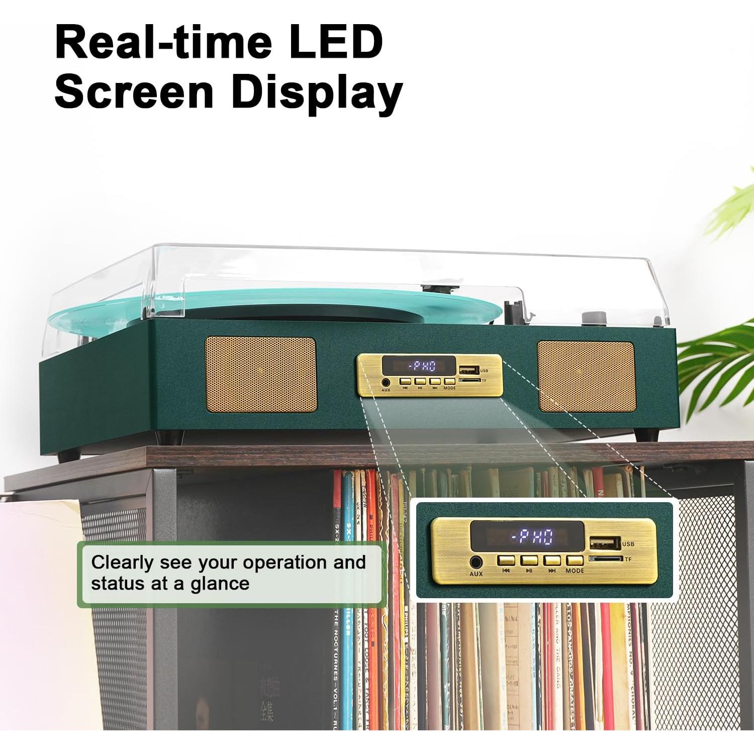 Reproductor de Vinilo Bluetooth DANFI AUDIO TE-2017 Verde Oscuro