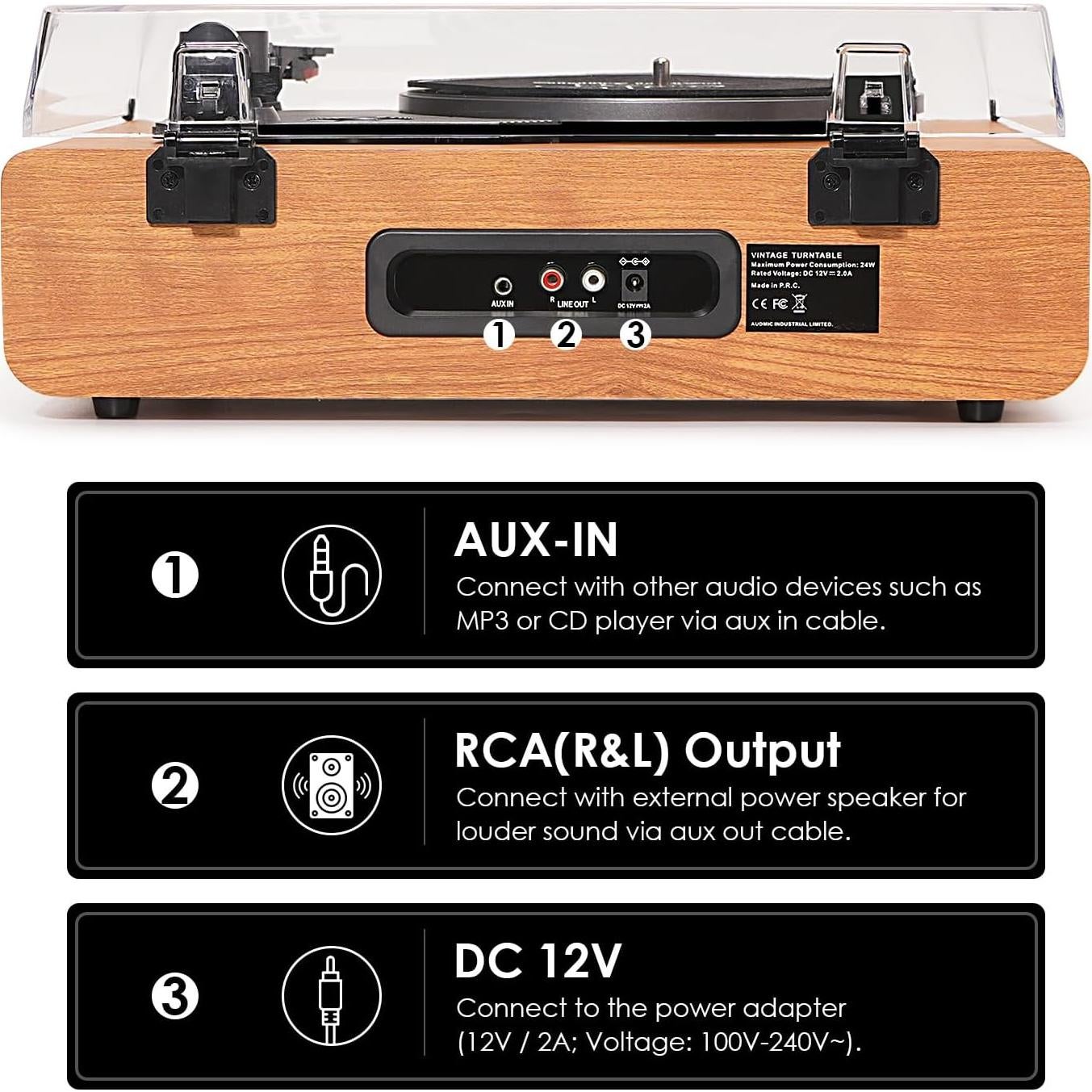 Reproductor de Vinilo Vintage Bluetooth DANFI AUDIO TE-2018