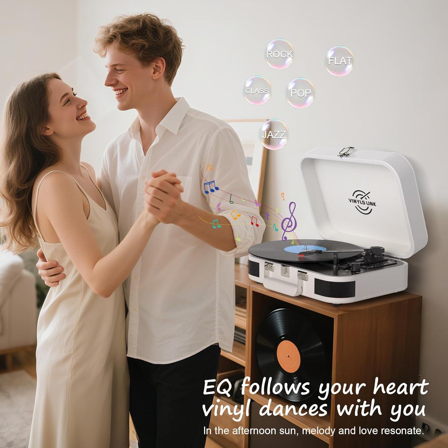 Reproductor de Vinilo Portátil Bluetooth Vinylslink TE-106WT Blanco