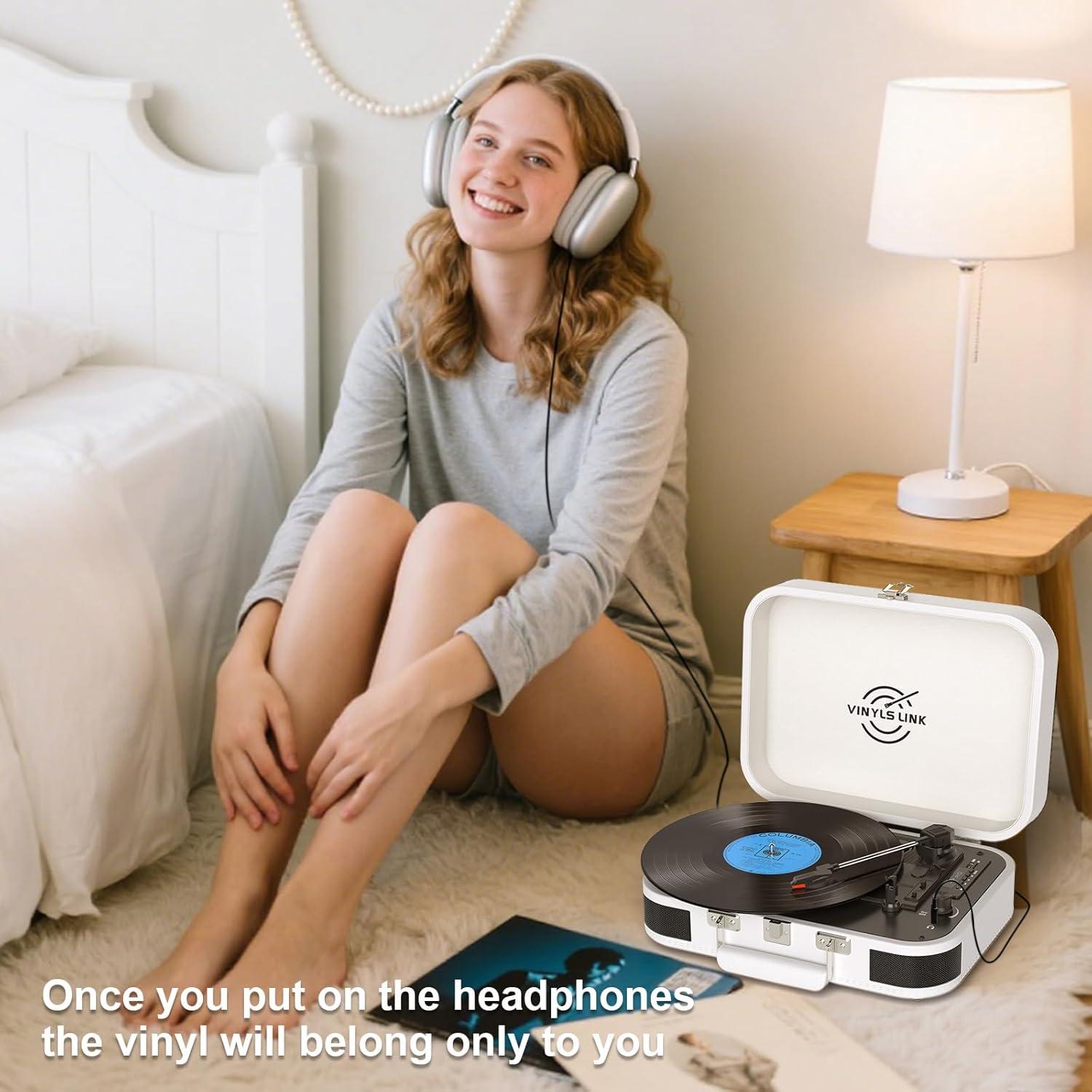 Reproductor de Vinilo Portátil Bluetooth Vinylslink TE-106WT Blanco