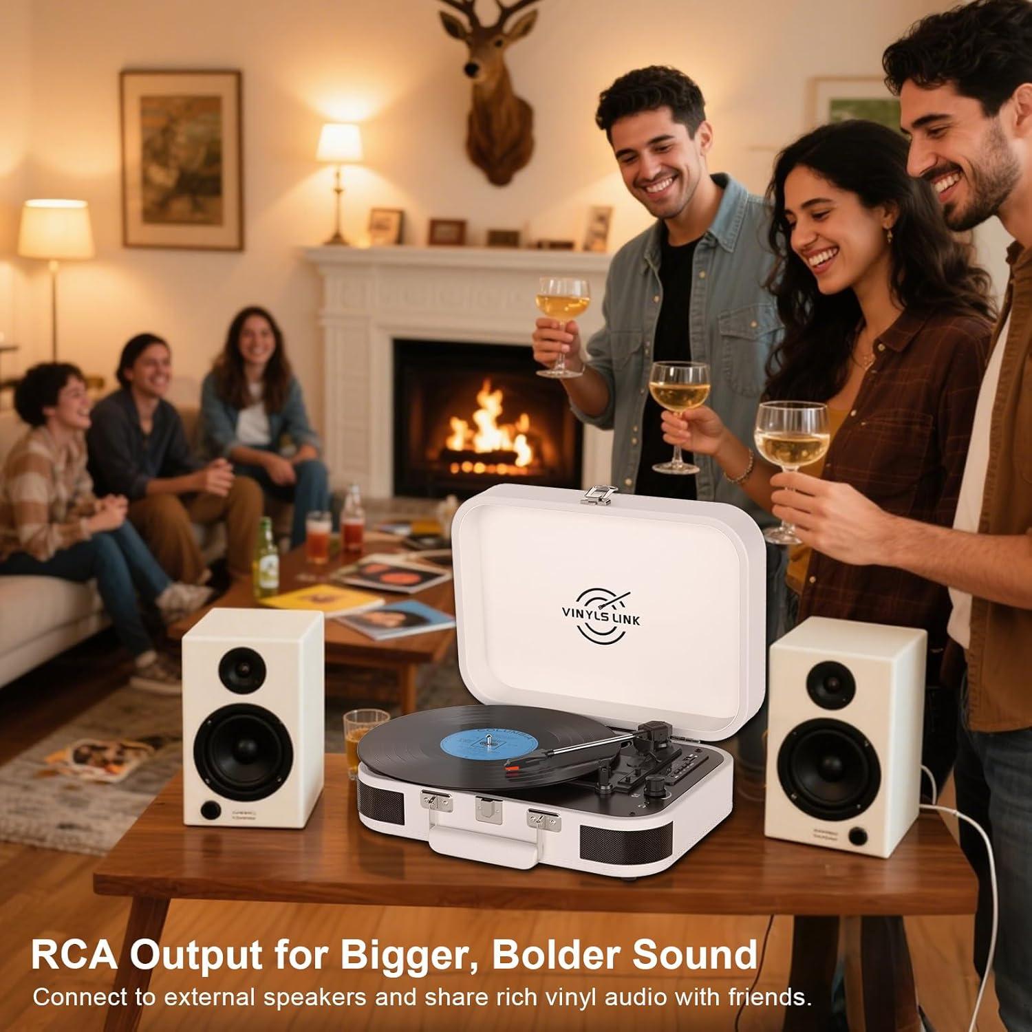 Reproductor de Vinilo Portátil Bluetooth Vinylslink TE-106WT Blanco