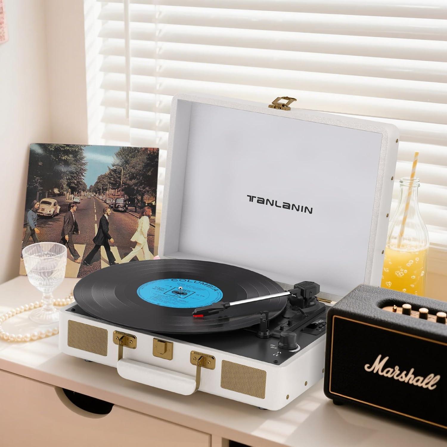 Reproductor de Vinilo Portátil TANLANIN TE-2026 Bluetooth 3 Velocidades