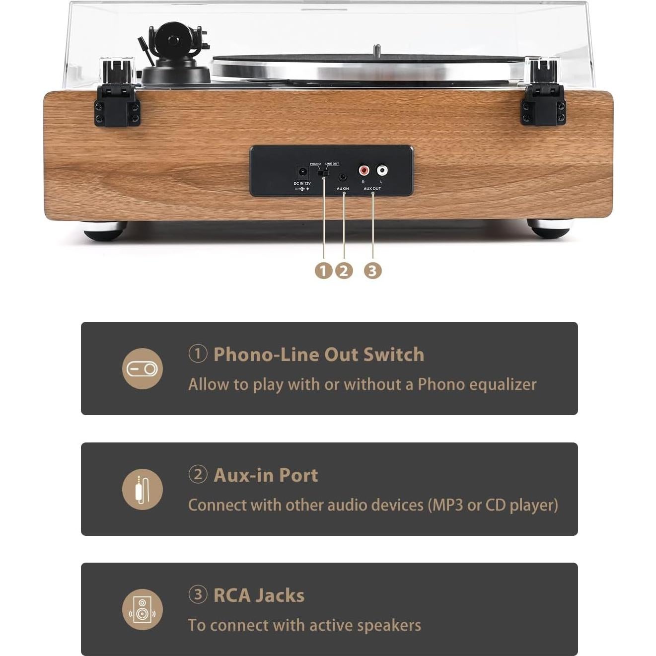 Reproductor de Vinilo SeeYing SY102 con Altavoces Integrados