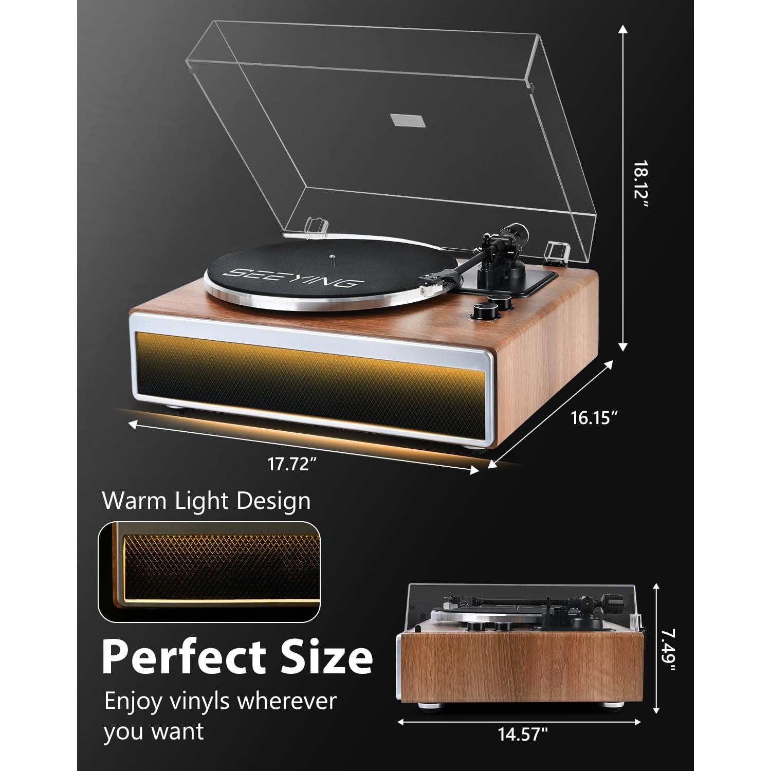 Reproductor de Vinilo SeeYing SY102 con Altavoces Integrados