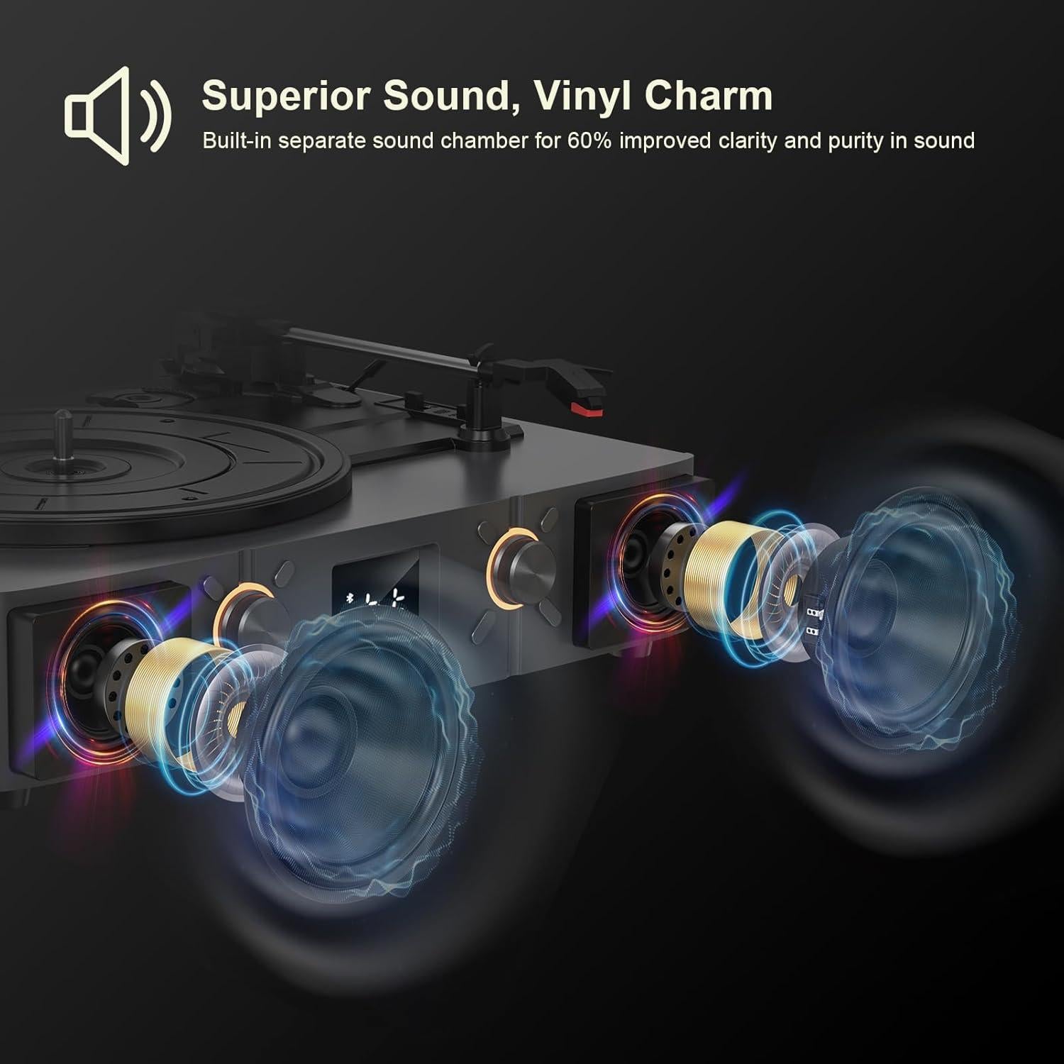 Reproductor de Vinilo Bluetooth VICTRESS TE-2032GY 3 Velocidades