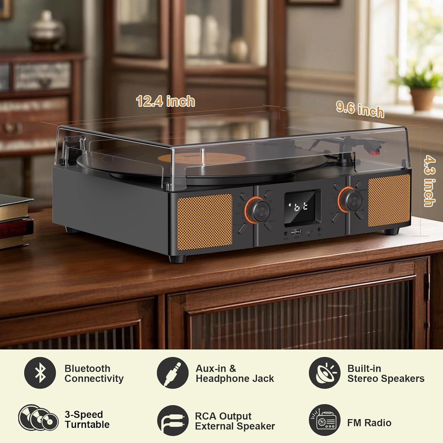 Reproductor de Vinilo Bluetooth VICTRESS TE-2032GY 3 Velocidades
