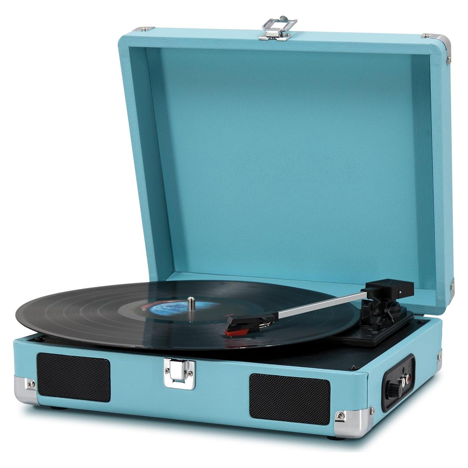 Reproductor de Vinilo LP&No.1 Maletero Azul 3 Velocidades