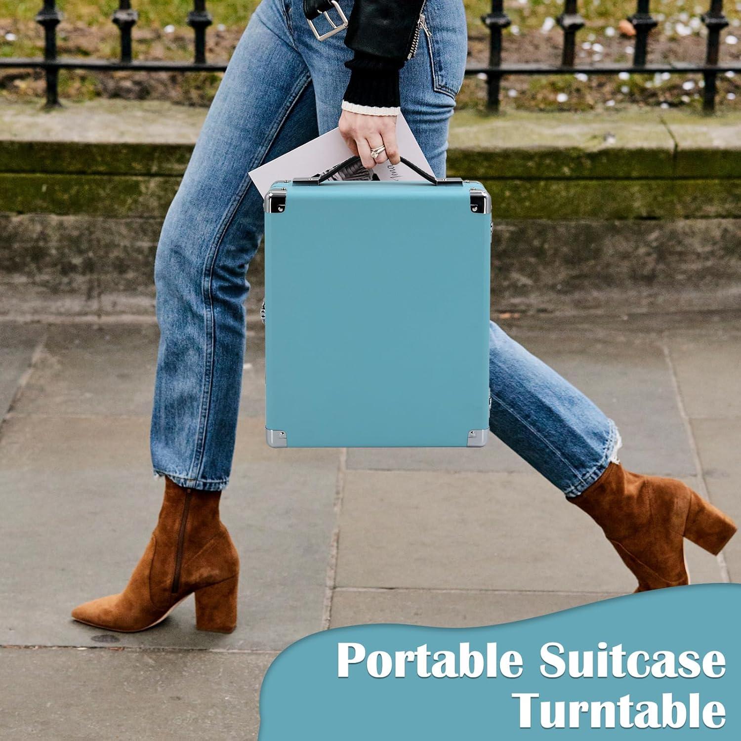 Reproductor de Vinilo LP&No.1 Maletero Azul 3 Velocidades