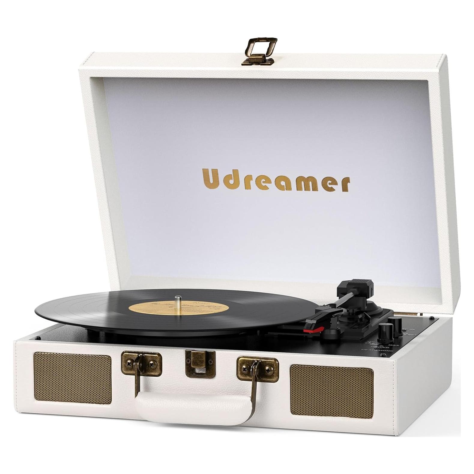 Tocadiscos Portátil Udreamer Blanco con Altavoces Integrados