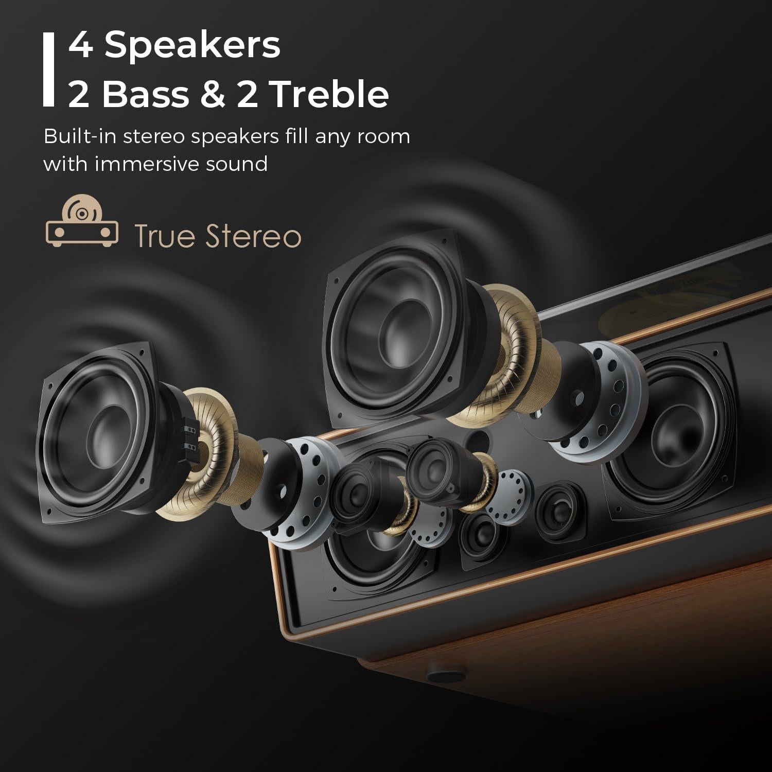 Reproductor de Vinilo Bluetooth VICTRESS TE-2039BR 3 Velocidades