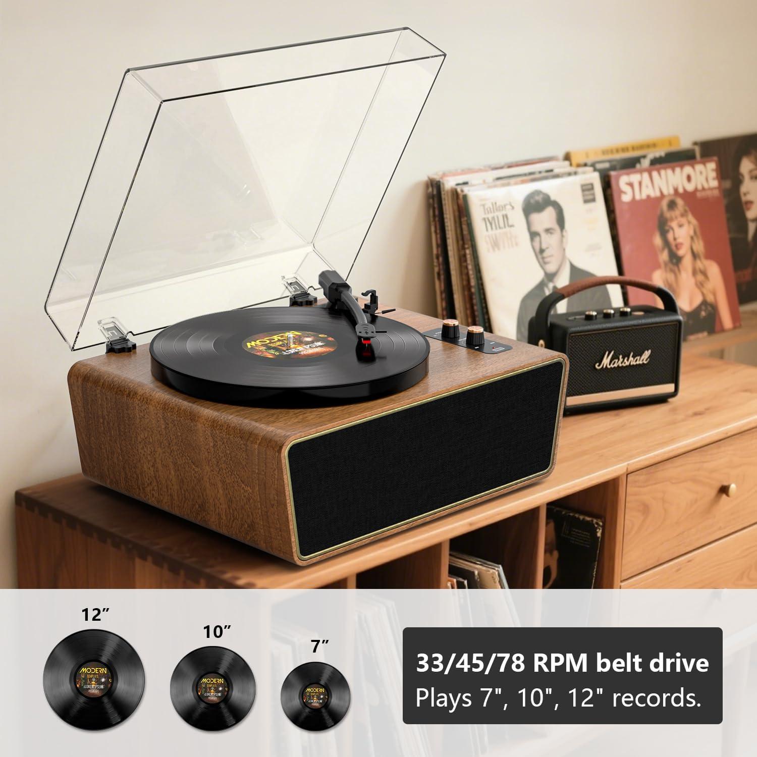 Reproductor de Vinilo Bluetooth VICTRESS TE-2039BR 3 Velocidades