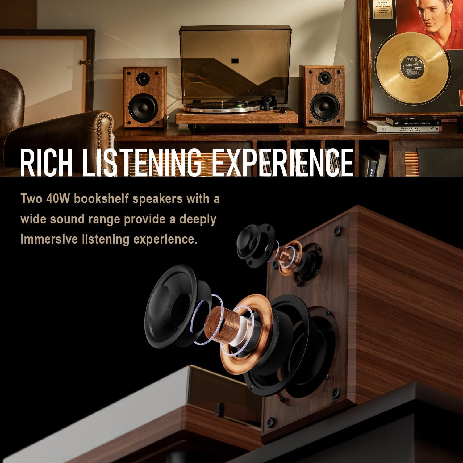 Reproductor de Vinilo Arkrocket Cassini con Bluetooth y Altavoces 40W