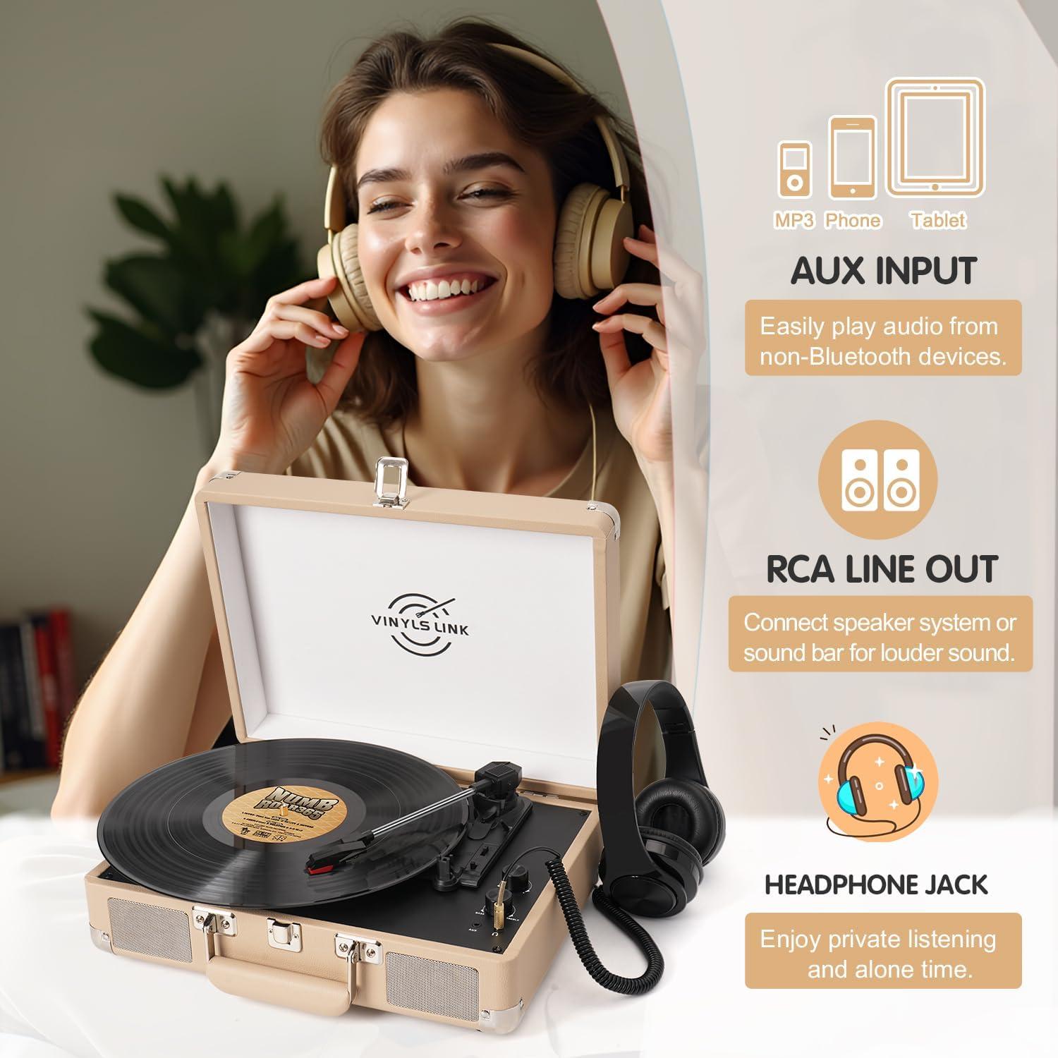 Reproductor de Vinilo Bluetooth VINYLS LINK Maleta Portátil 3 Velocidades