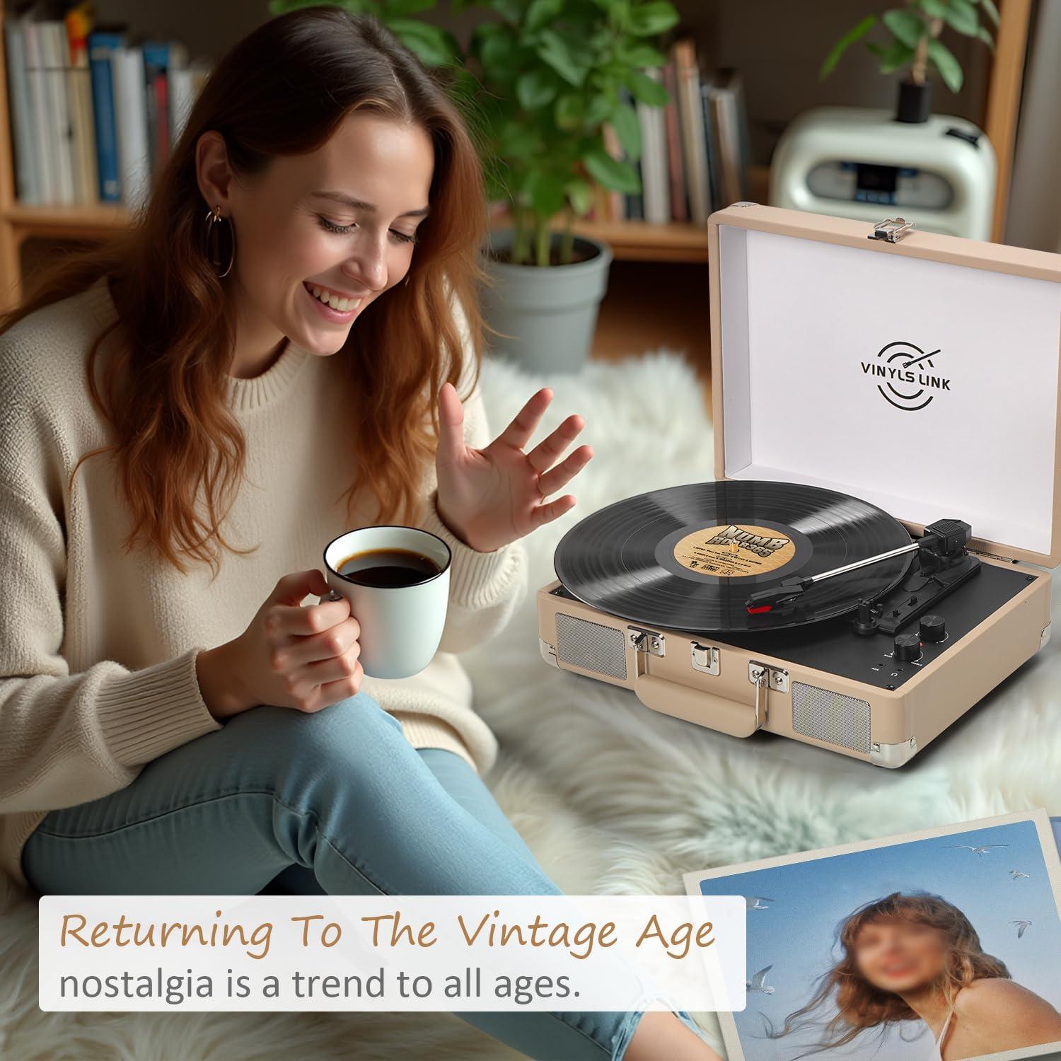 Reproductor de Vinilo Bluetooth VINYLS LINK Maleta Portátil 3 Velocidades